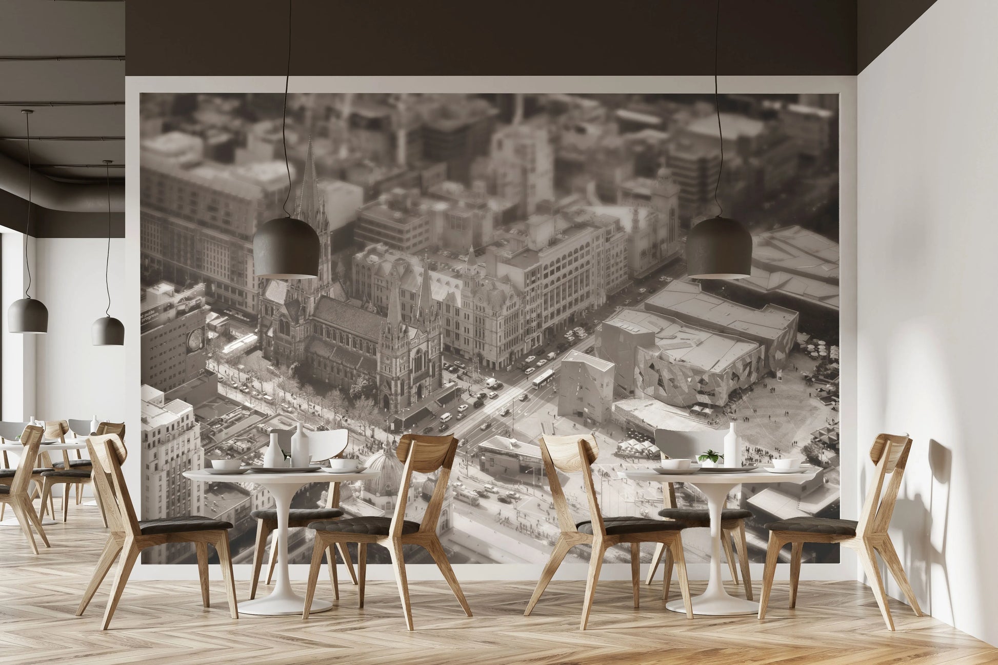 Soft City Tilt Shift | Melbourne Photo Mural Wallpaper from Olive et Oriel where you can shop wallpaper and artworks online