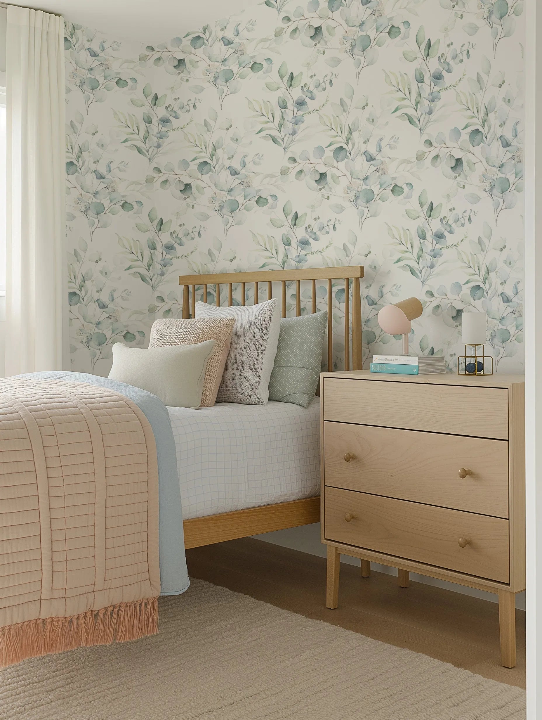 Soft Eucalyptus Wallpaper from Olive et Oriel where you can shop wallpaper and artworks online