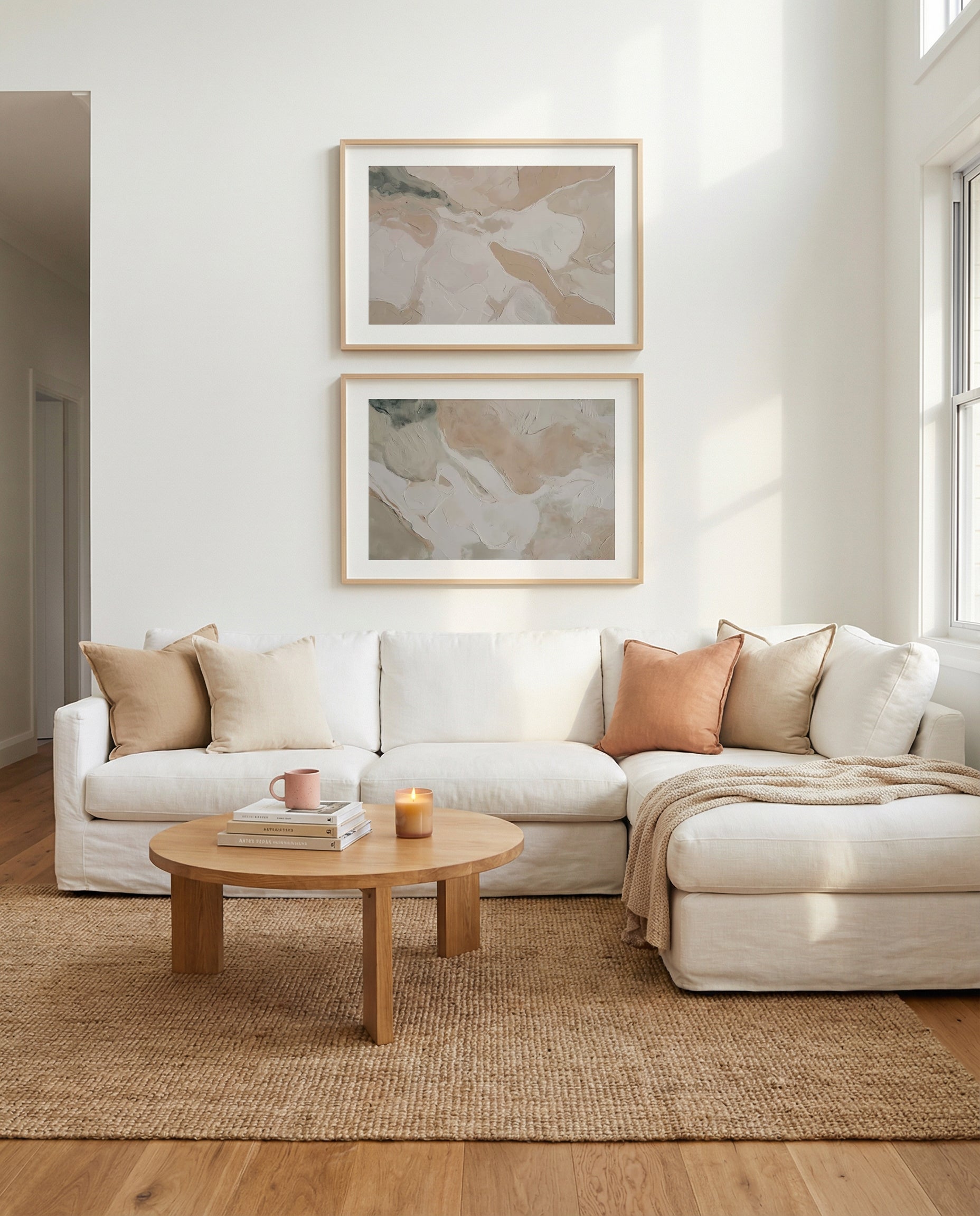 Soft Limestone I & II Art Print Set of 2 | Matching Wall Art