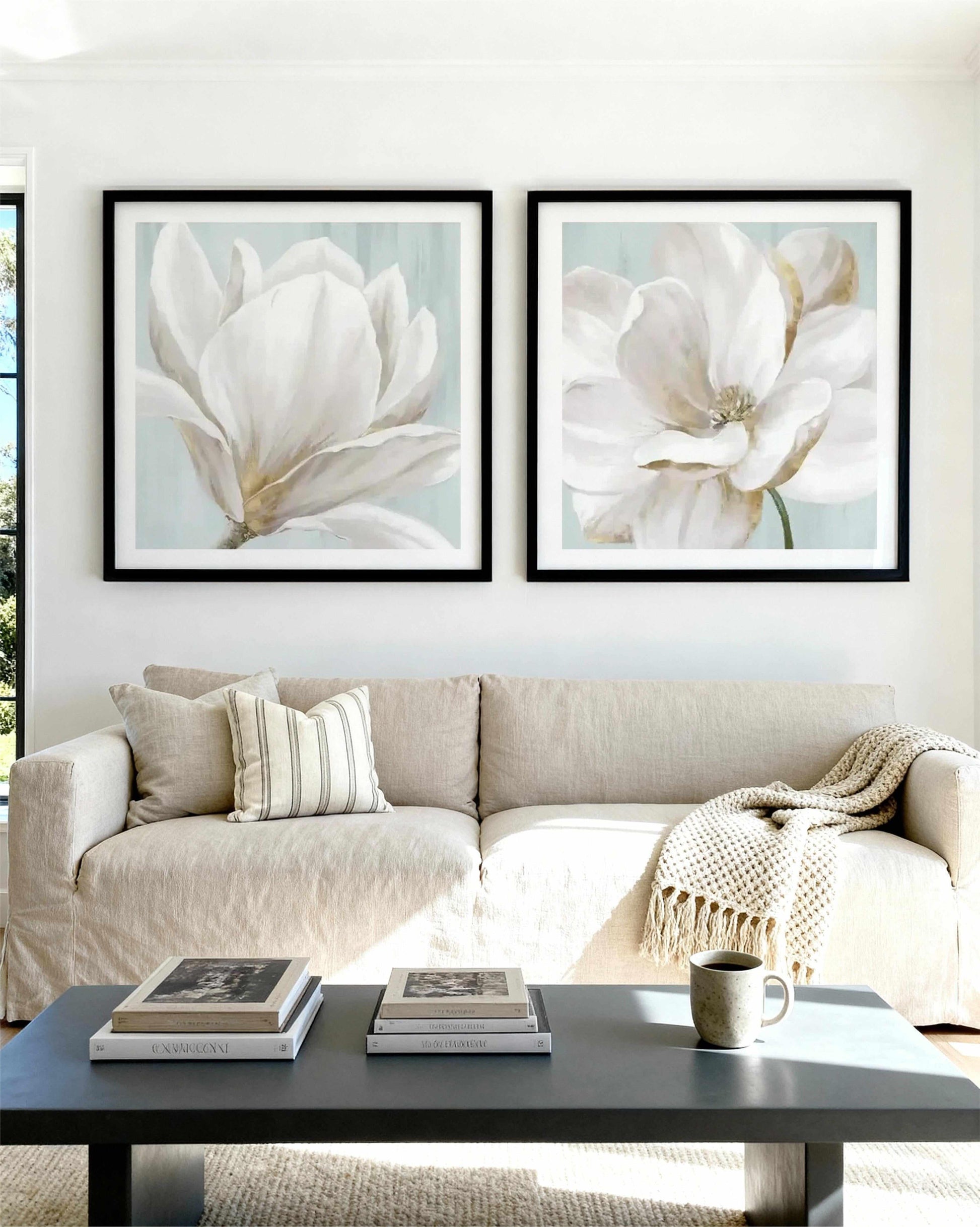 Soft White I & II Art Print Set of 2 | Matching Wall Art from Olive et Oriel where you can shop wallpaper and artworks online