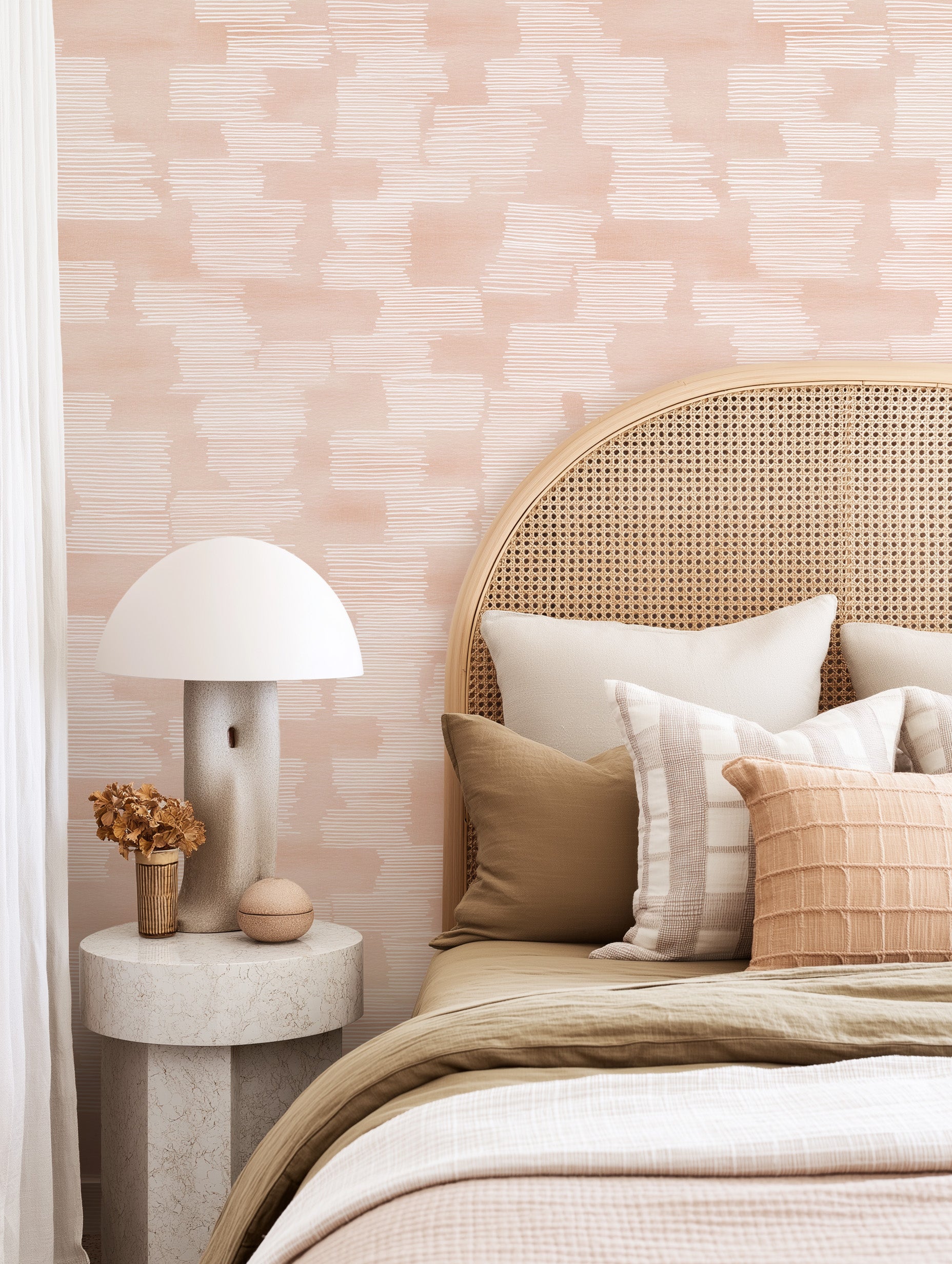 Soft Etch in Pink Wallpaper from Olive et Oriel where you can shop wallpaper and artworks online