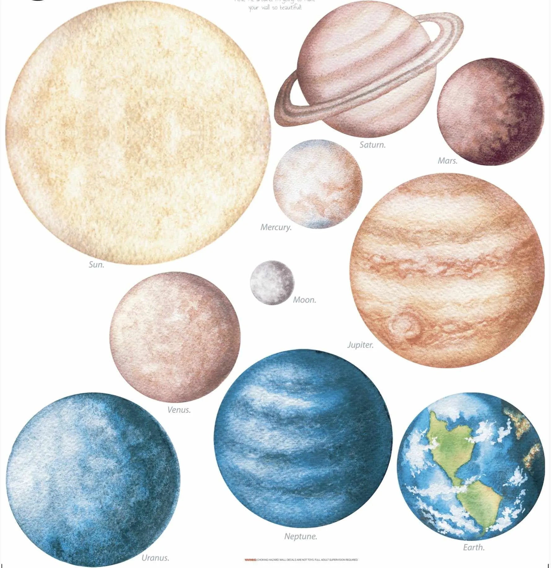 Solar System Decal Set-Decals-Olive et Oriel-Decorate your kids bedroom wall decor with removable wall decals, these fabric kids decals are a great way to add colour and update your children's bedroom. Available as girls wall decals or boys wall decals, there are also nursery decals.