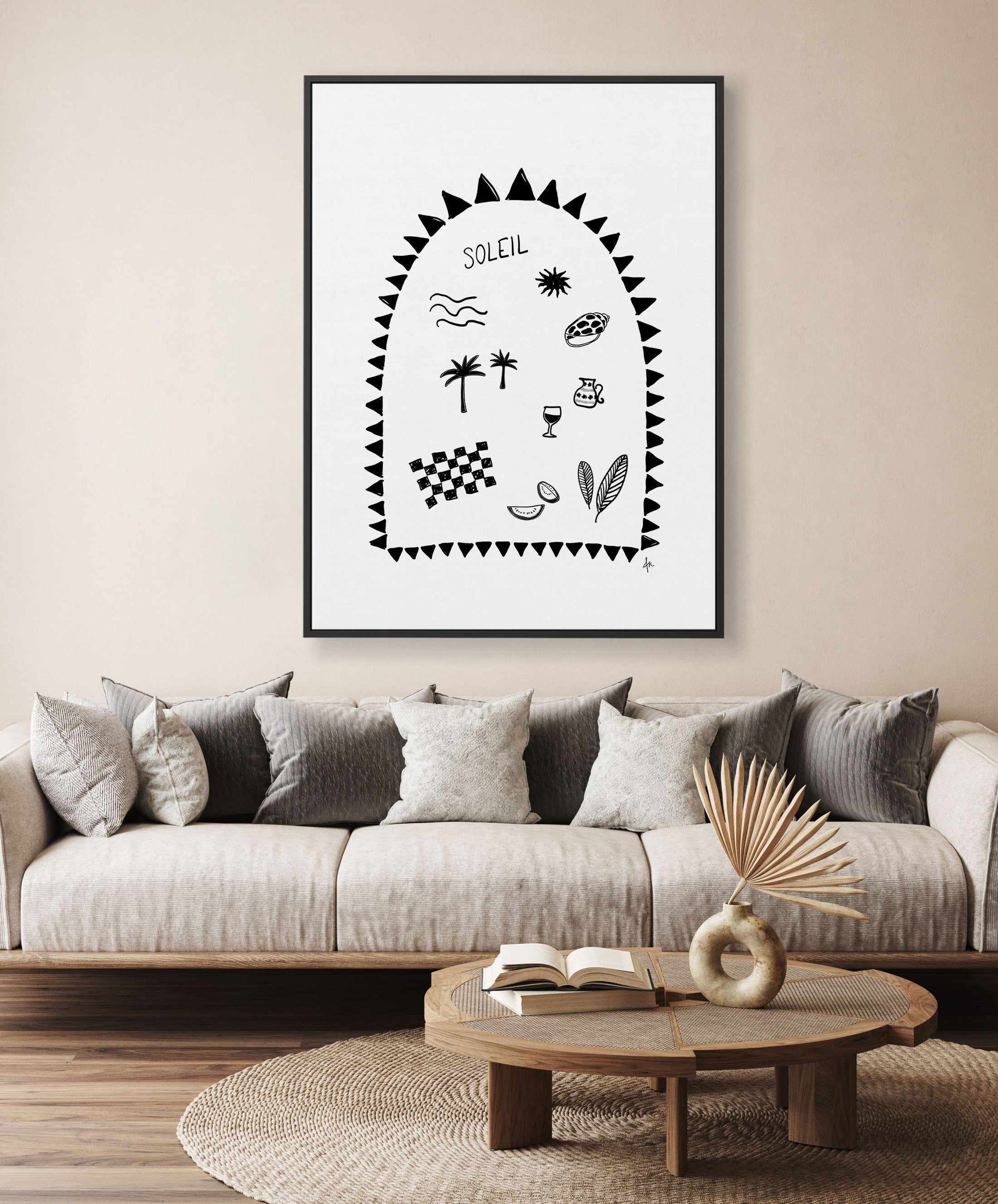 Soleil Black by Anne Korako | Framed Canvas Art Print from Olive et Oriel where you can shop wallpaper and artworks online