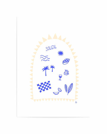 Soleil Deep Blue Beige by Anne Korako | Art Print from Olive et Oriel where you can shop wallpaper and artworks online