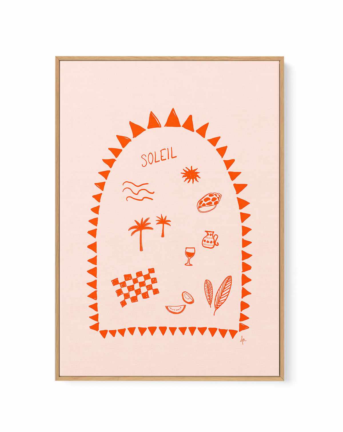 Soleil Fire Red Pink by Anne Korako | Framed Canvas Art Print