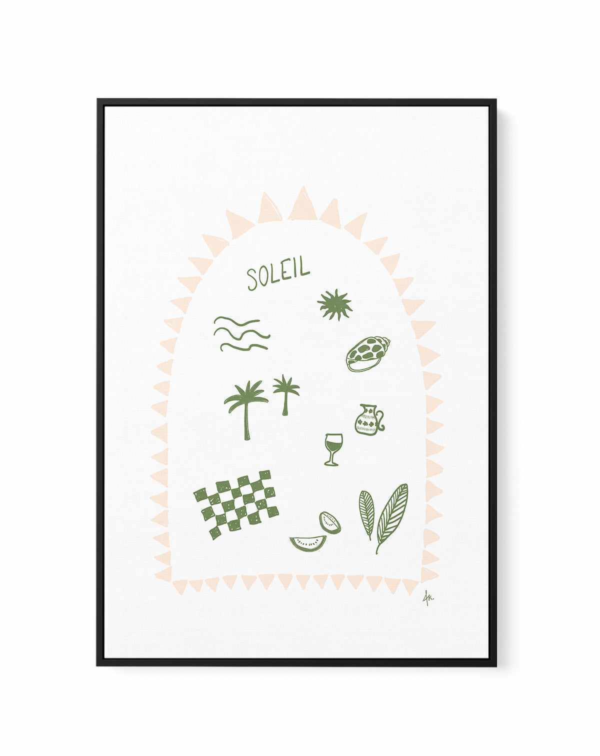 Soleil Forest Green Pink by Anne Korako | Framed Canvas Art Print from Olive et Oriel where you can shop wallpaper and artworks online