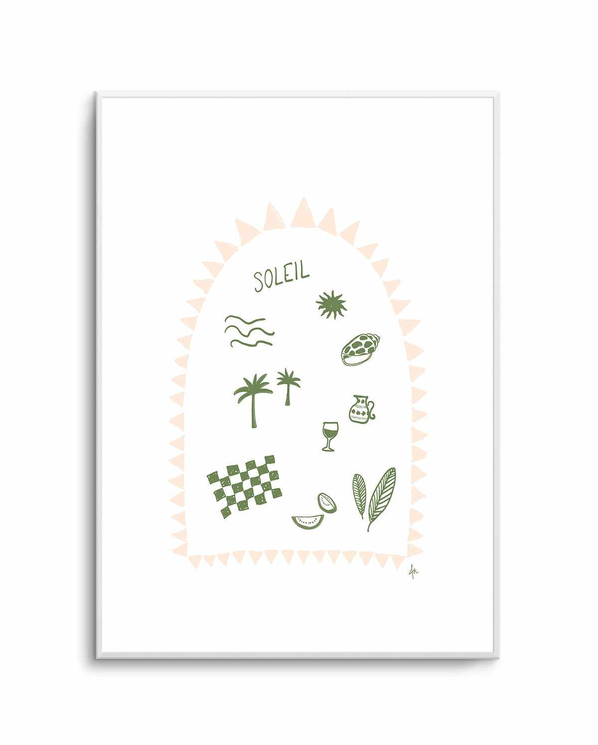 Soleil Forest Green Pink by Anne Korako Art Print Olive et Oriel