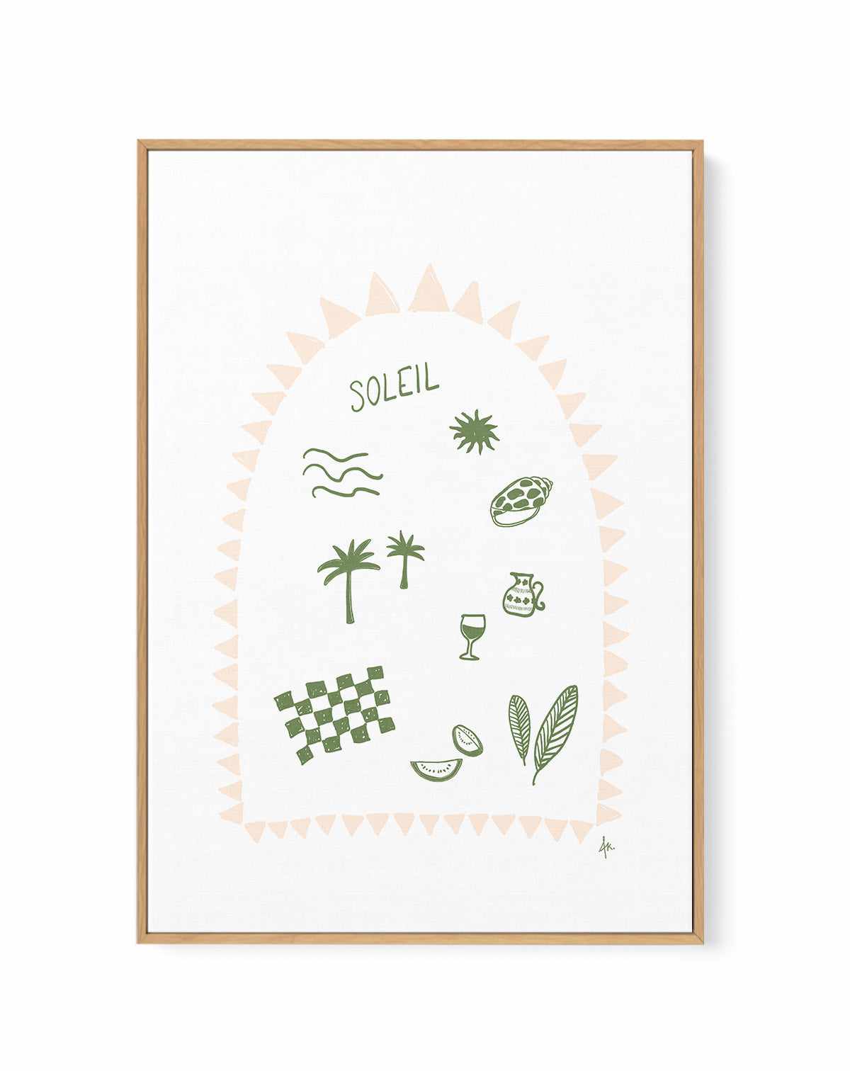 Soleil Forest Green Pink by Anne Korako | Framed Canvas Art Print from Olive et Oriel where you can shop wallpaper and artworks online