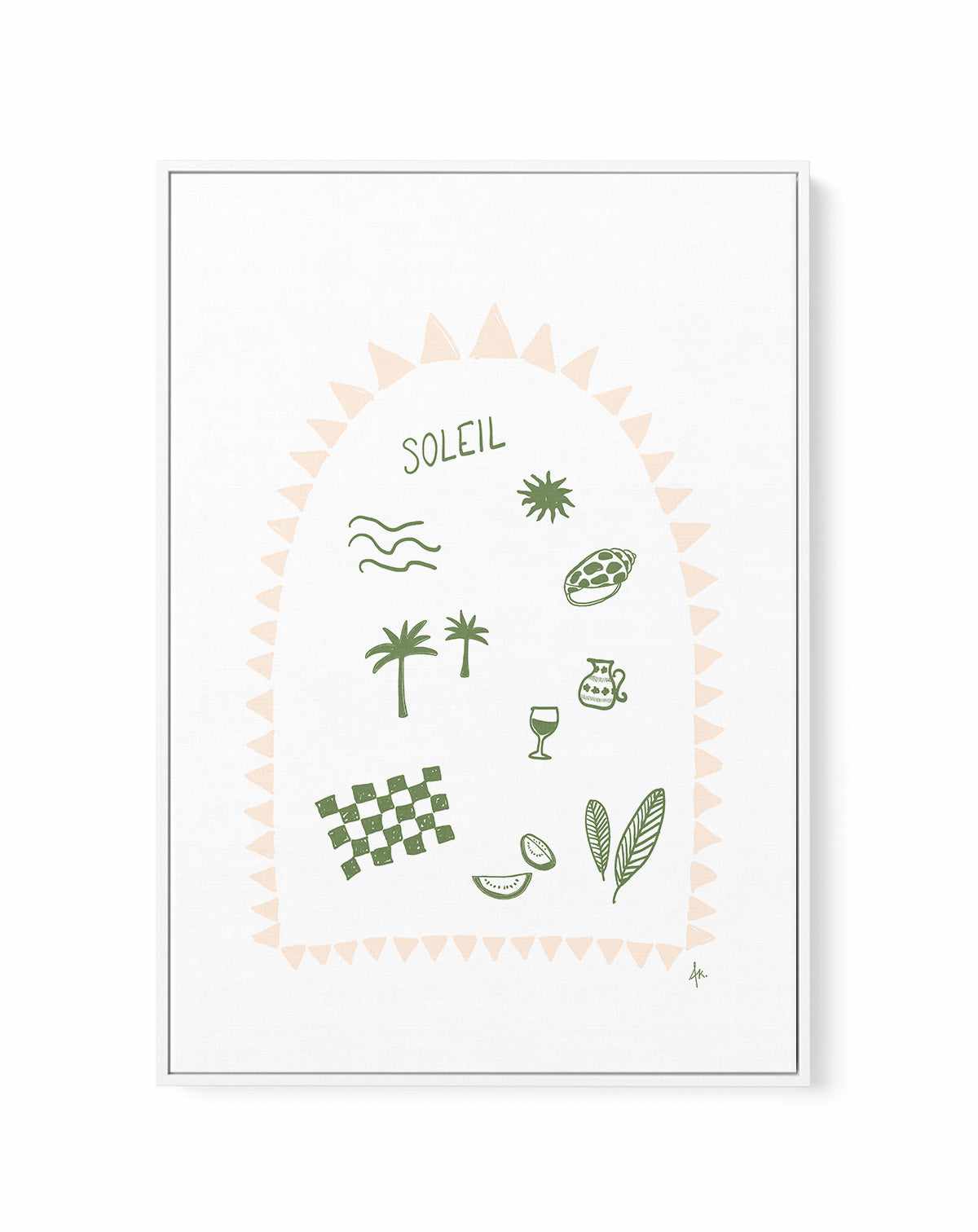 Soleil Forest Green Pink by Anne Korako | Framed Canvas Art Print from Olive et Oriel where you can shop wallpaper and artworks online