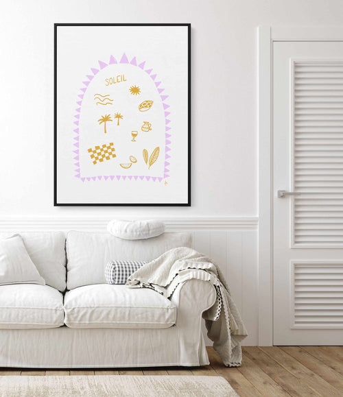 Soleil Golden Purple by Anne Korako | Framed Canvas Art Print