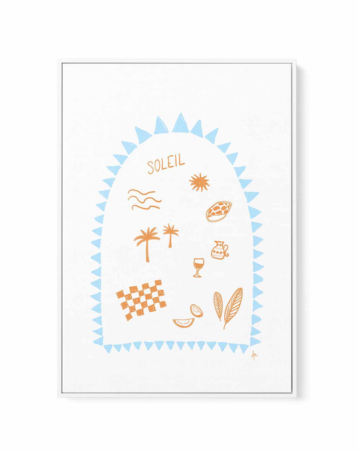 Soleil Tan Baby Blue by Anne Korako | Framed Canvas Art Print from Olive et Oriel where you can shop wallpaper and artworks online