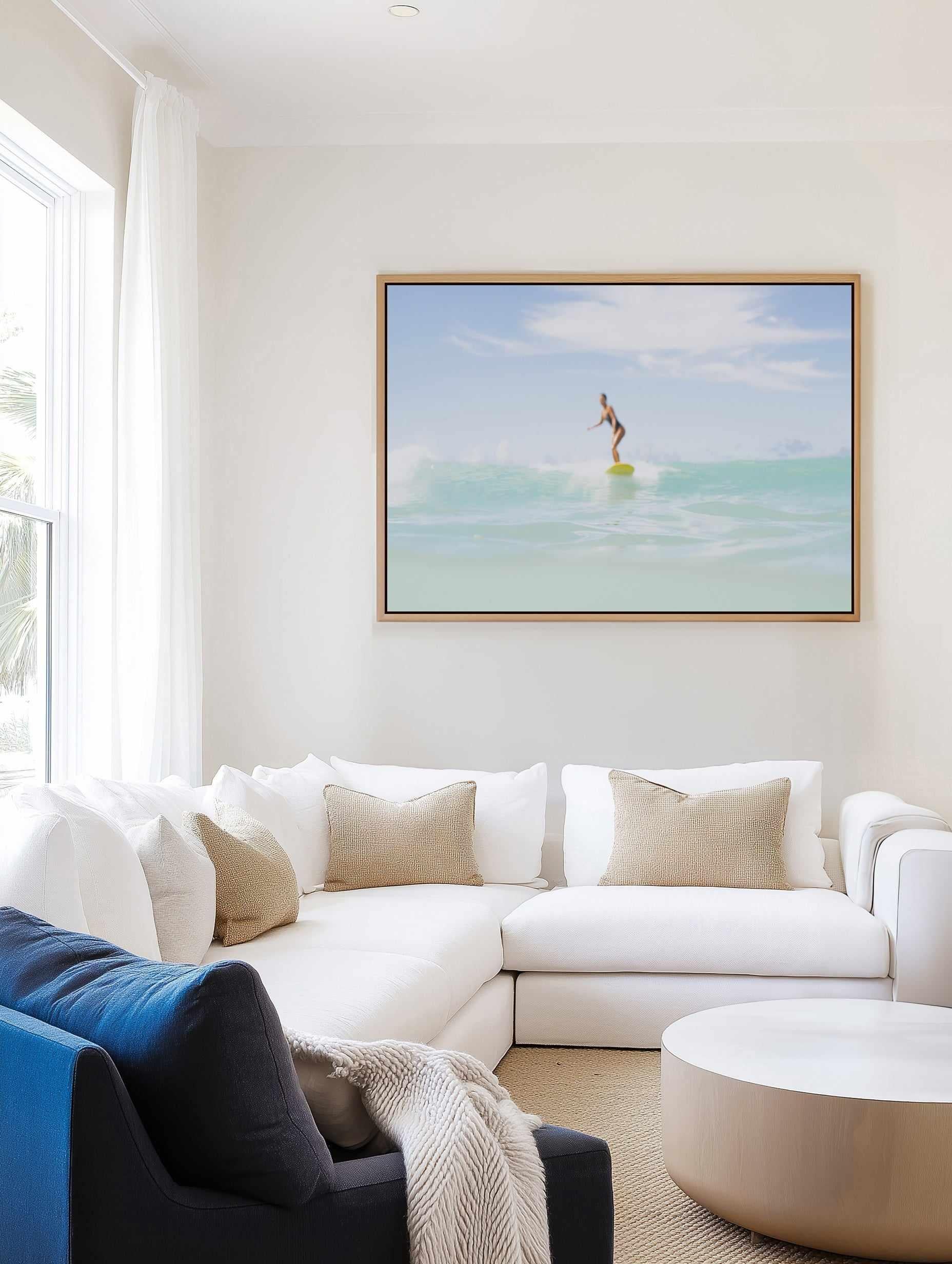 Soliel Surfer Girl, Waikiki Beach by Michael Geercke | Framed Canvas Art Print from Olive et Oriel where you can shop wallpaper and artworks online
