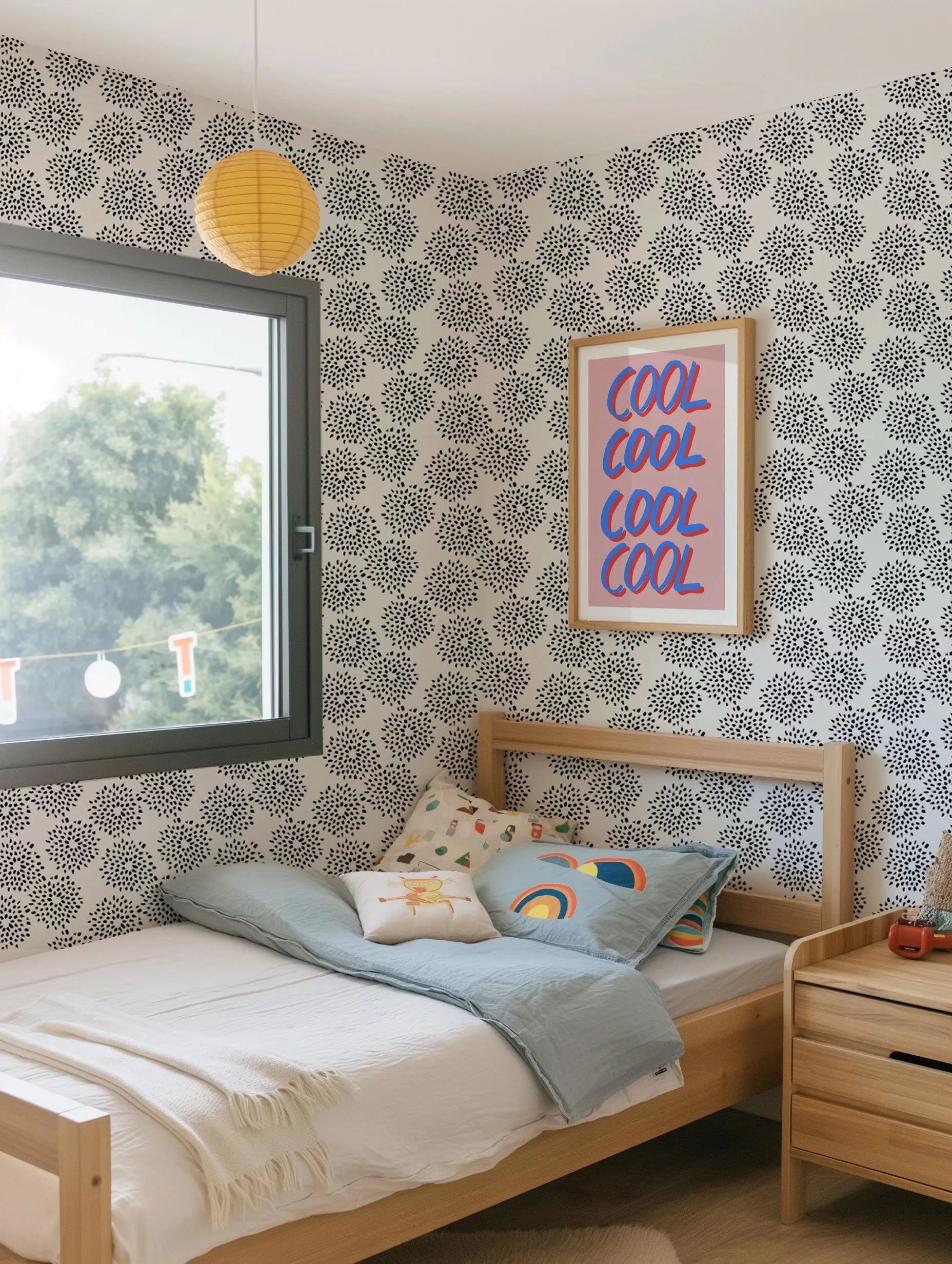 Soliel in Black Wallpaper from Olive et Oriel where you can shop wallpaper and artworks online