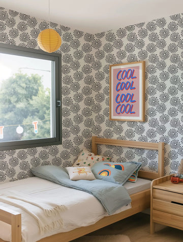 Soliel in Black Wallpaper from Olive et Oriel where you can shop wallpaper and artworks online