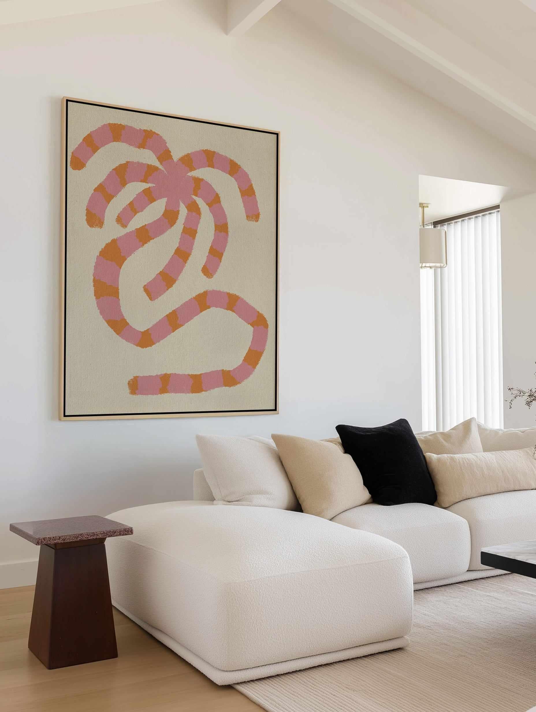 Solo Summer Palm by Shatha Al Dafai | Framed Canvas Art Print from Olive et Oriel where you can shop wallpaper and artworks online