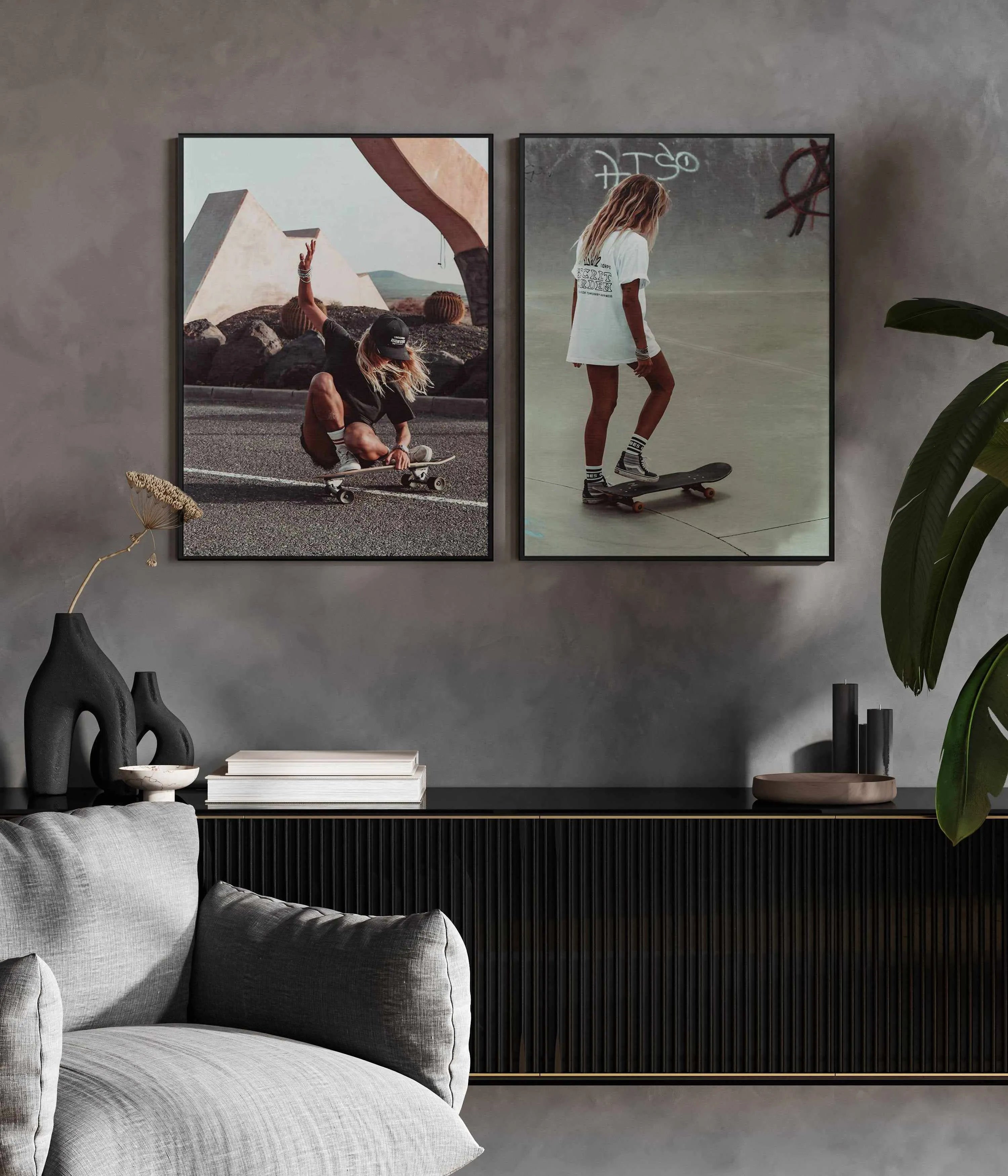 Solo Skate by Marina Brisset | Framed Canvas Art Print from Olive et Oriel where you can shop wallpaper and artworks online