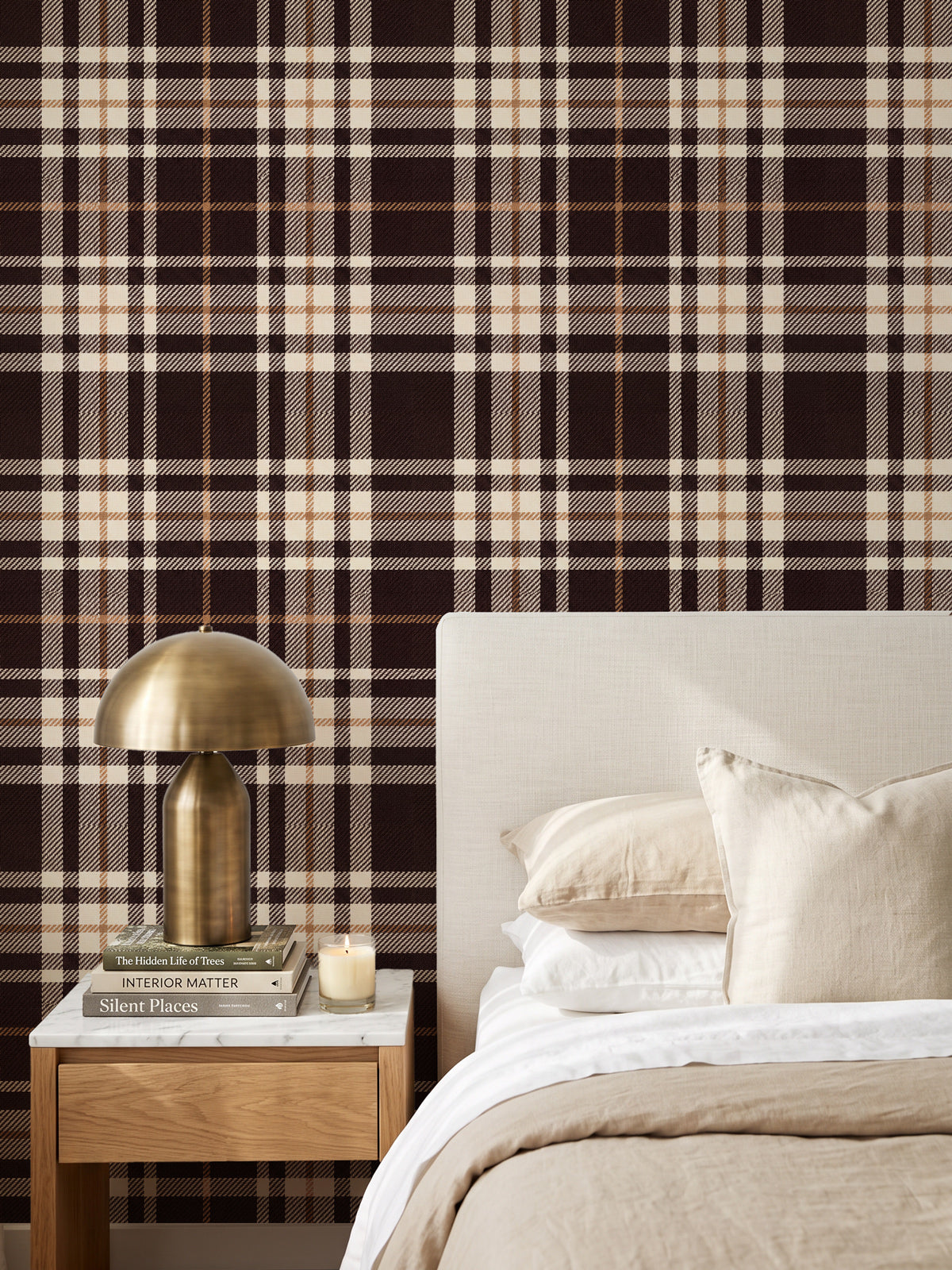 Somerset Tartan in Chocolate Brown Wallpaper