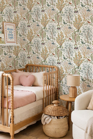 Songbird Garden in Cream Wallpaper