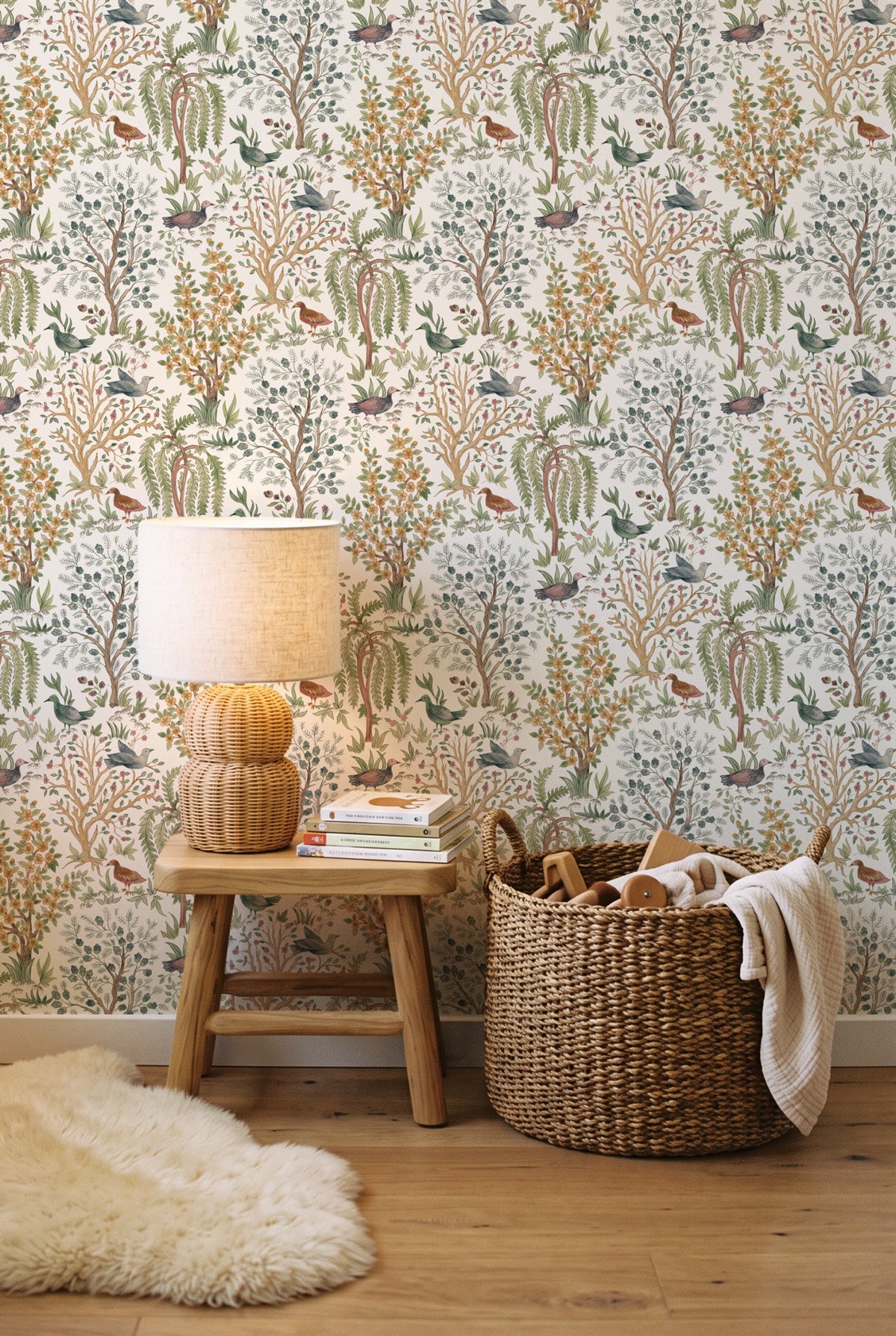 Songbird Garden in Cream Wallpaper
