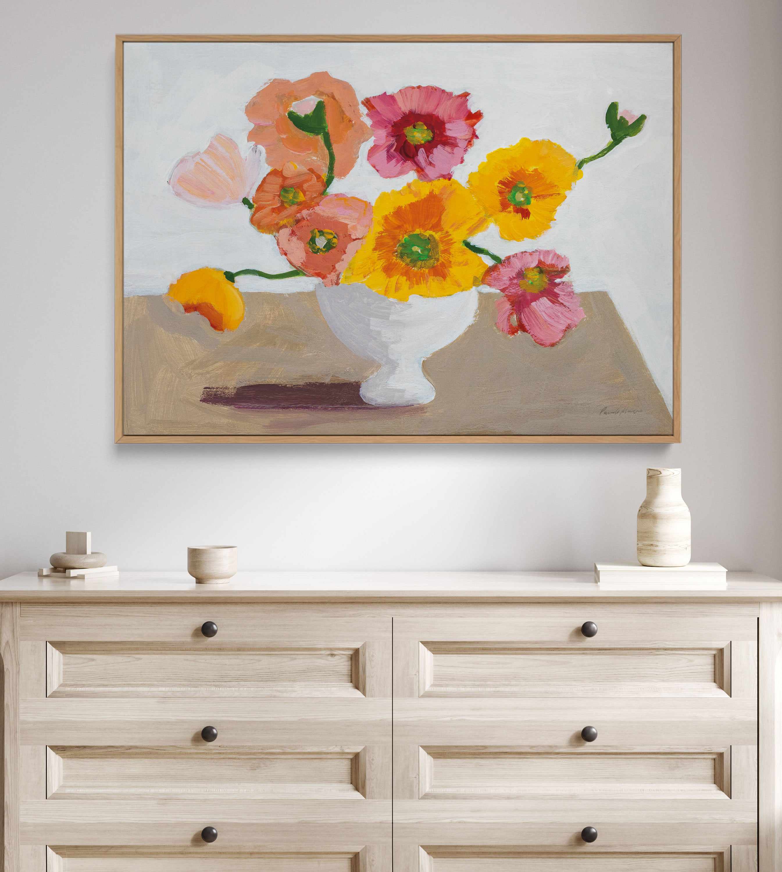 Sorbet Poppies I | Framed Canvas Art Print