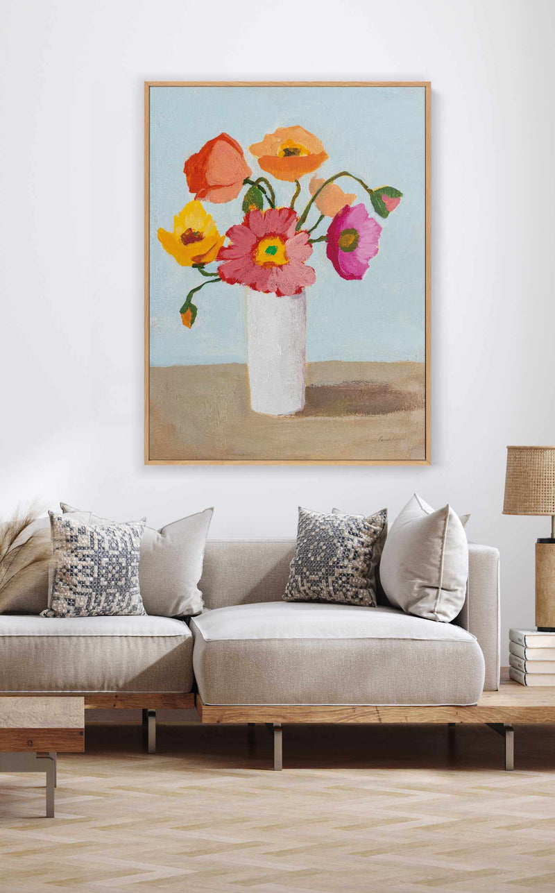 Sorbet Poppies III | Framed Canvas Art Print