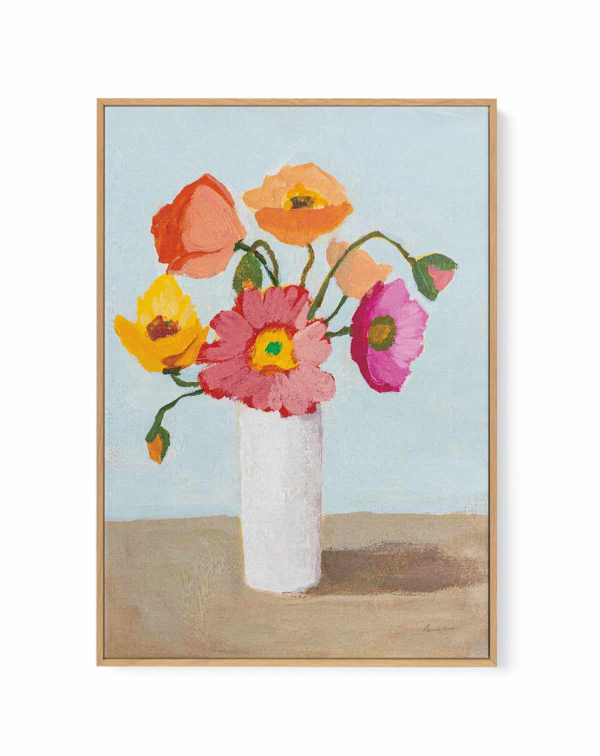 Sorbet Poppies III | Framed Canvas Art Print