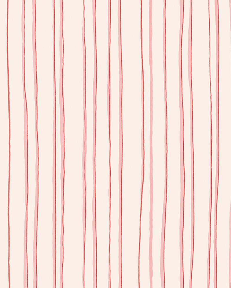 Sorbet Pink Stripes Wallpaper from Olive et Oriel where you can shop wallpaper and artworks online