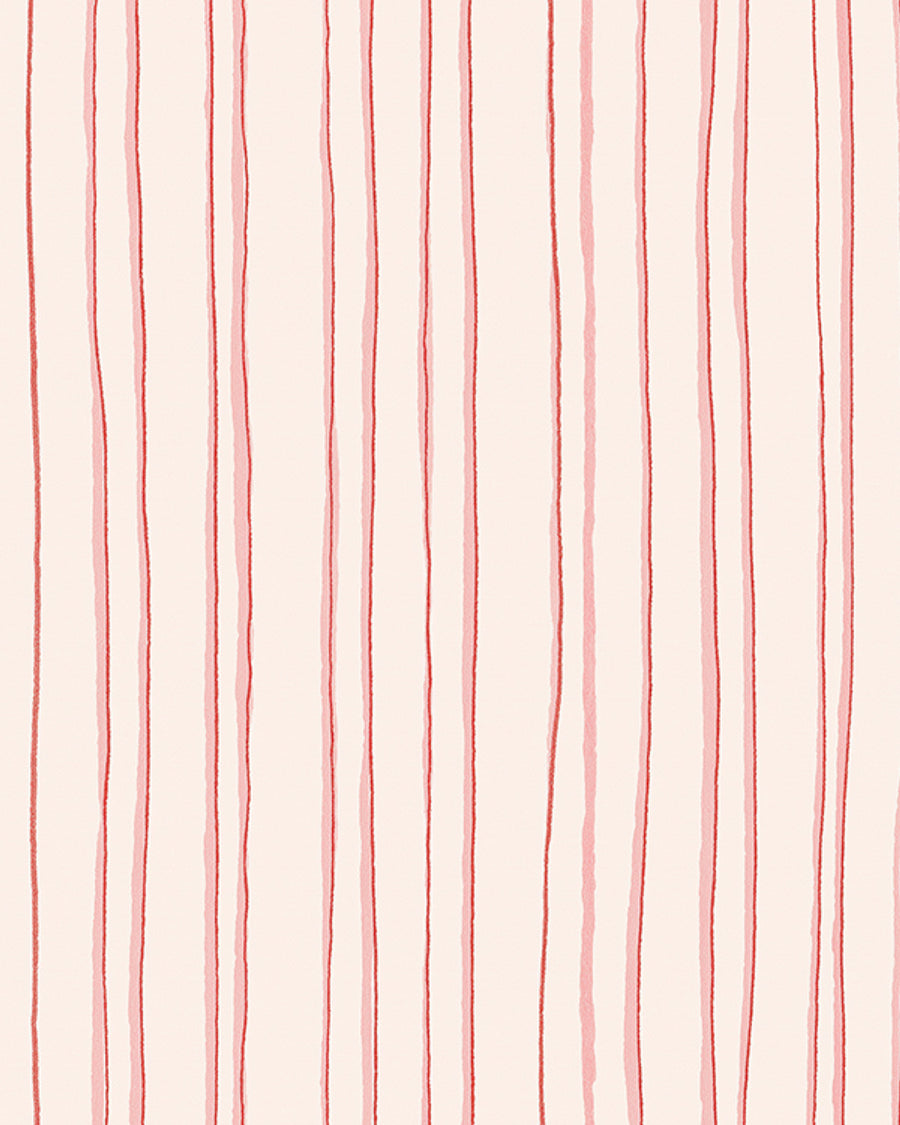 Sorbet Pink Stripes Wallpaper from Olive et Oriel where you can shop wallpaper and artworks online