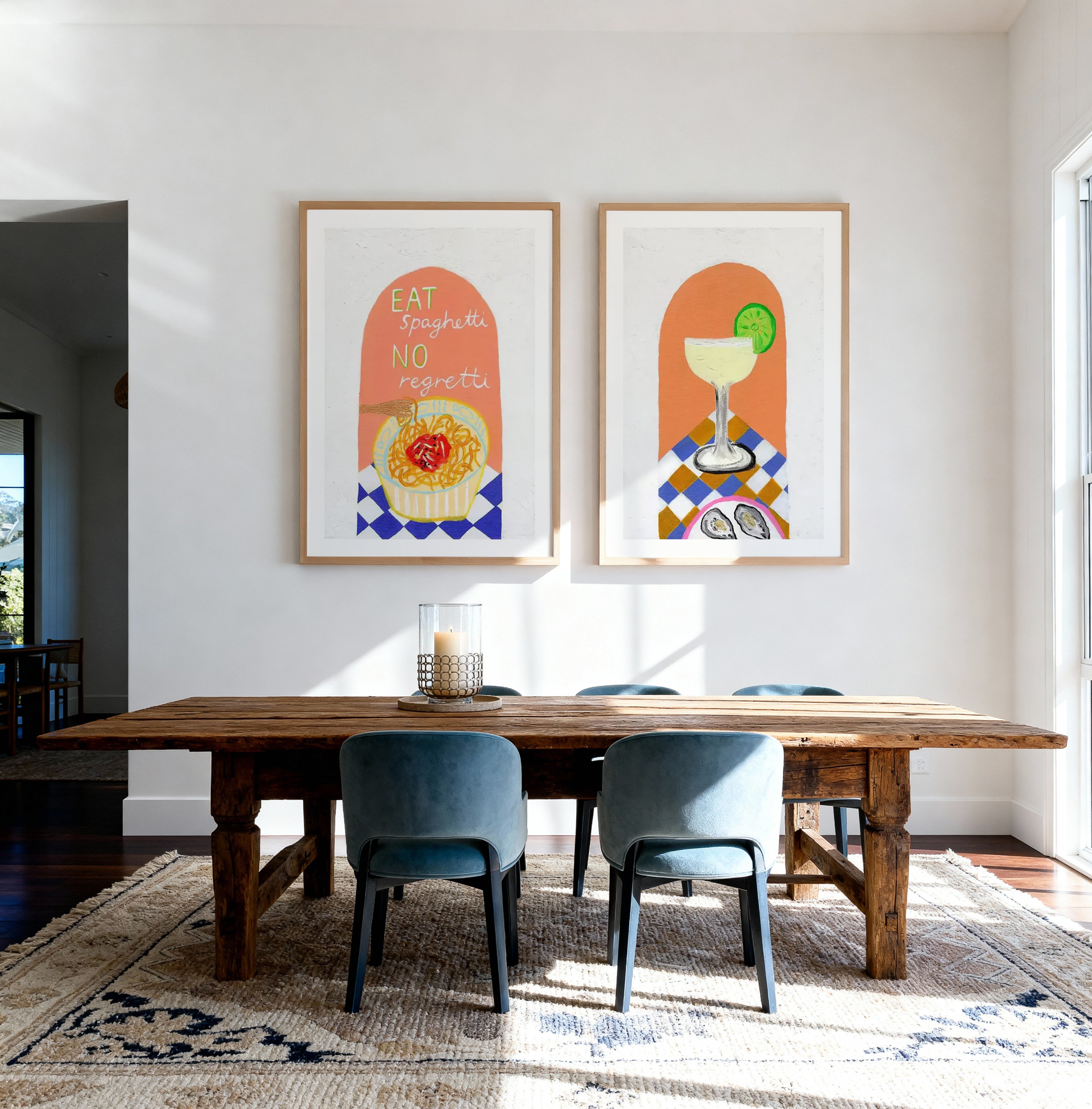 Spaghetti & Oysters by Britney Turner Art Print Set of 2 | Matching Wall Art