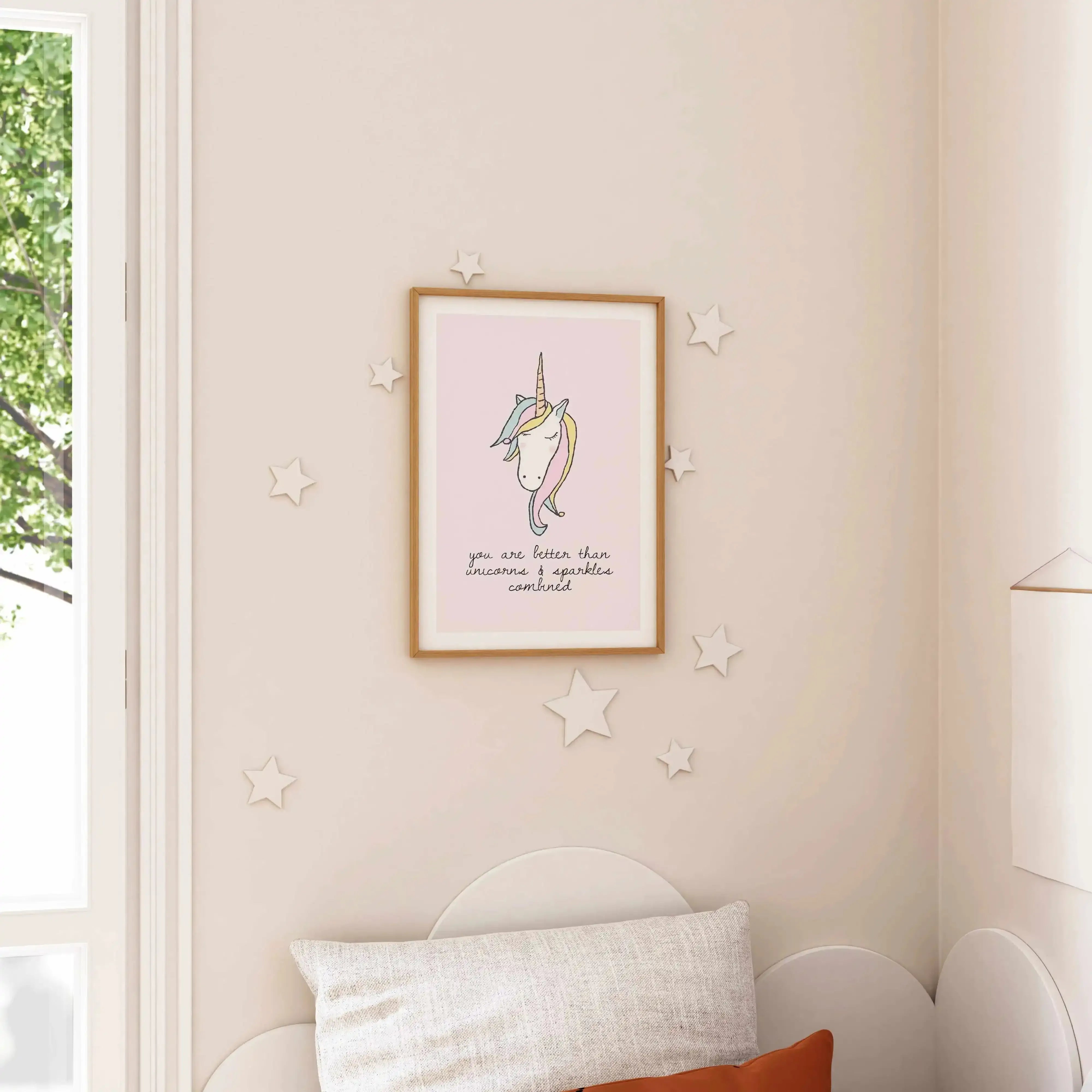 Sparkles & Unicorns Art Print from Olive et Oriel where you can shop wallpaper and artworks online