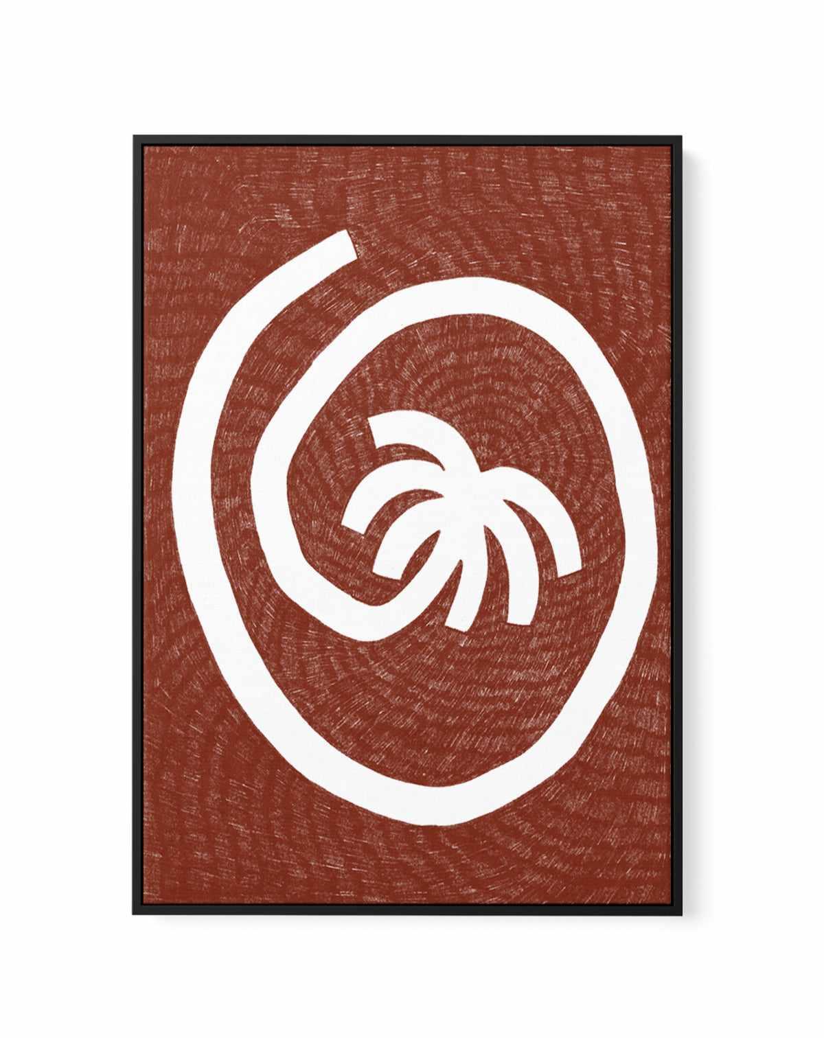 Spiral Palm Tree Red by Shatha Al Dafai | Framed Canvas Art Print from Olive et Oriel where you can shop wallpaper and artworks online
