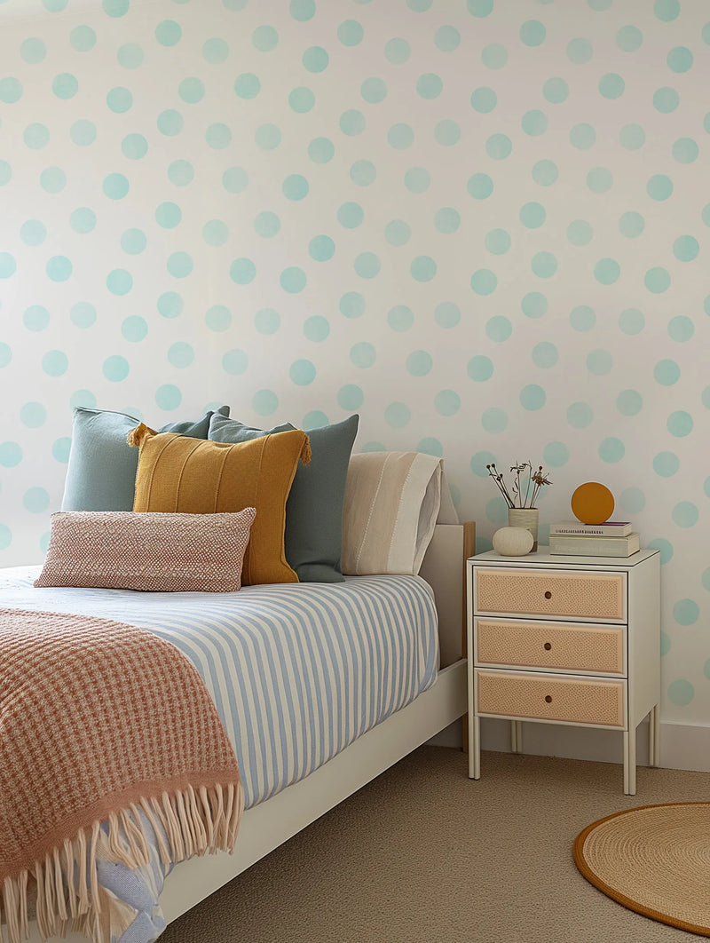 Spots Wallpaper | 5 Colour Options from Olive et Oriel where you can shop wallpaper and artworks online