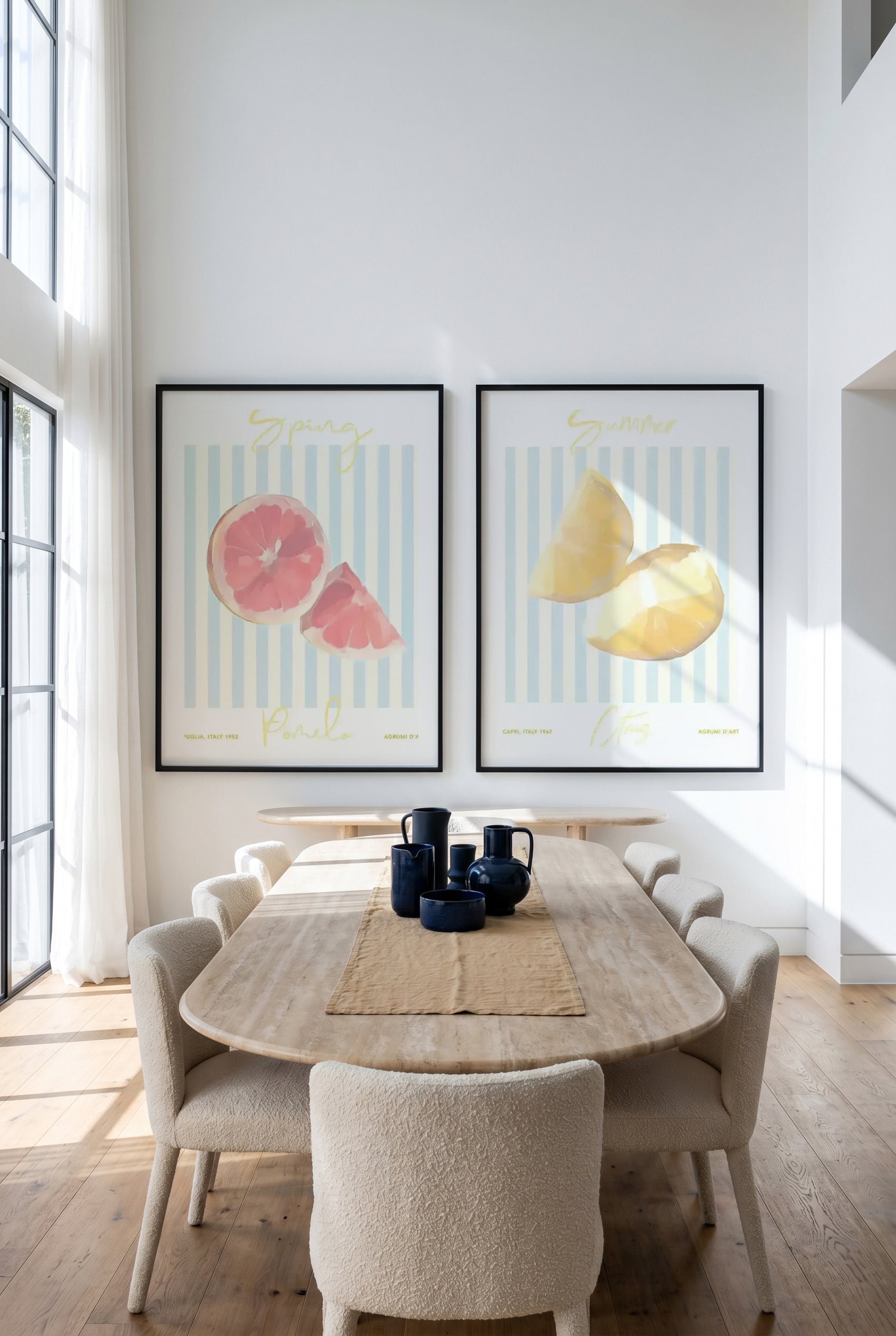 Spring Pomelo & Summer Citrus Art Print Set of 2 | Matching Wall Art