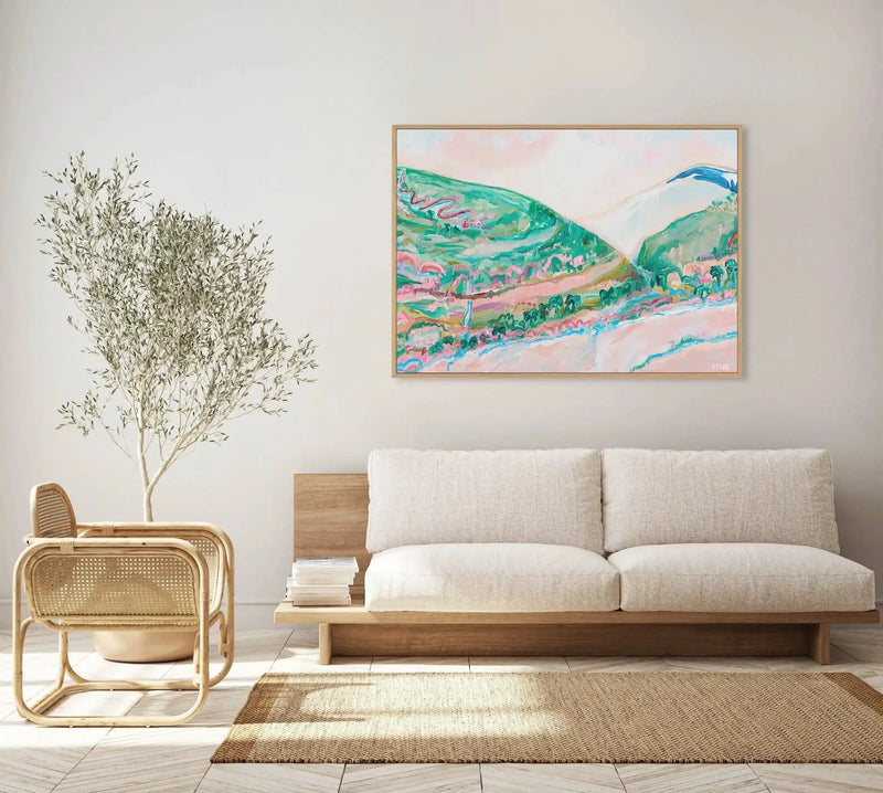 Springtime in the Yarra by Belinda Stone | Framed Canvas Art Print green coastal art print