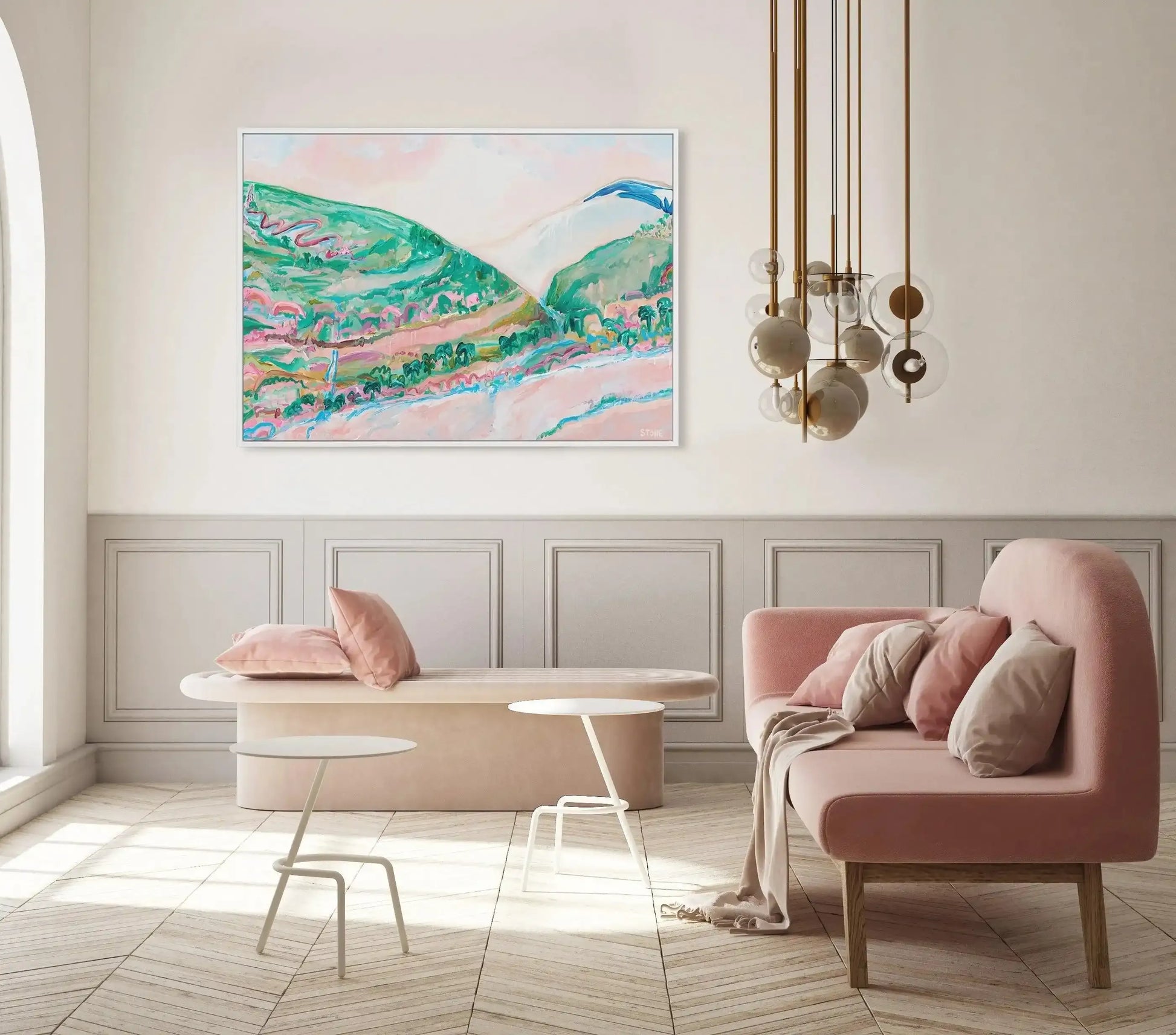 Springtime in the Yarra by Belinda Stone | Framed Canvas Art Print green coastal art print