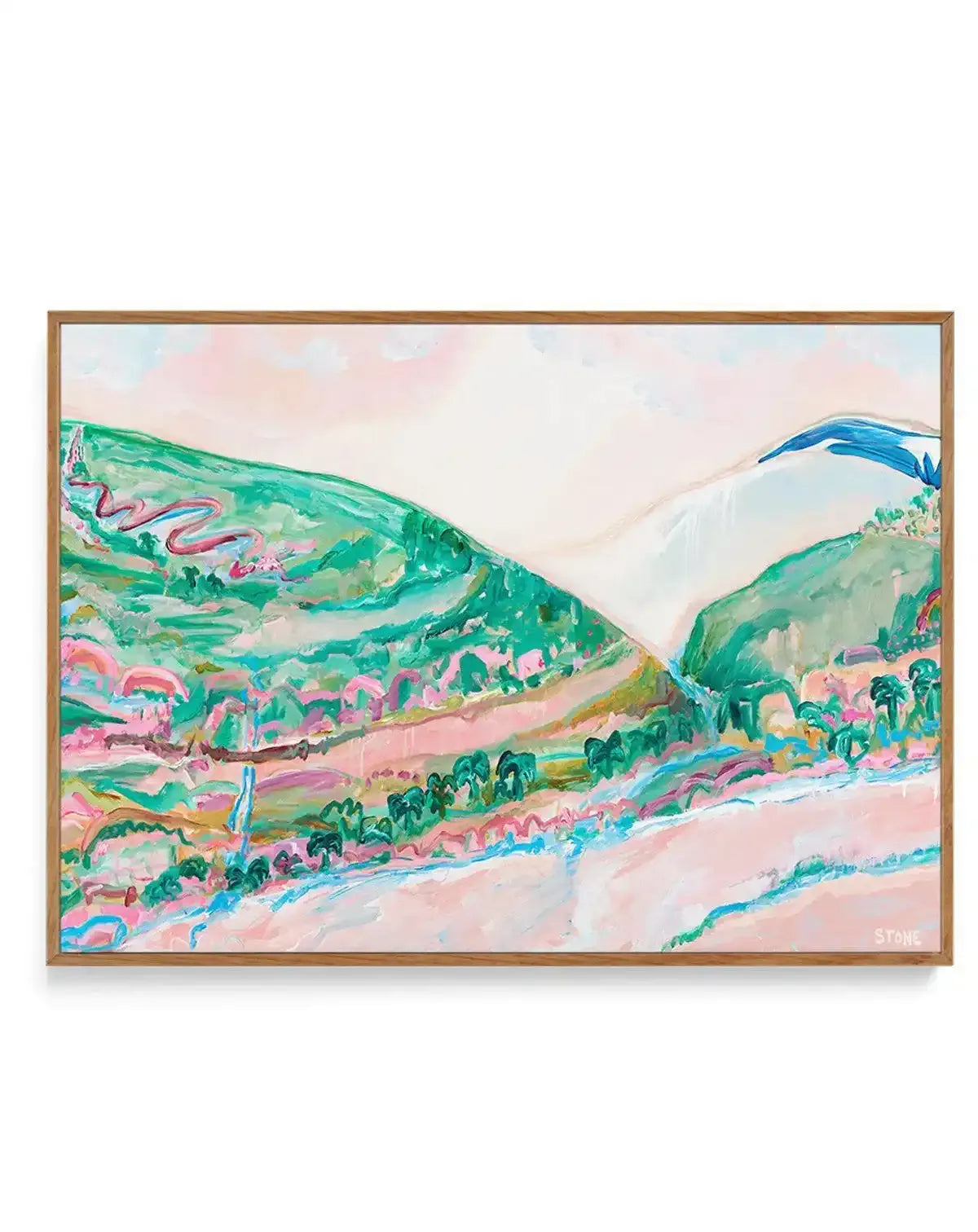 Springtime in the Yarra by Belinda Stone | Framed Canvas Art Print green coastal art print
