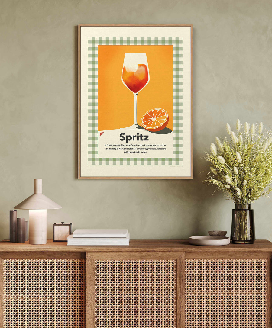 Spritz retro print By Dioisis Gemos | Framed Canvas Art Print from Olive et Oriel where you can shop wallpaper and artworks online