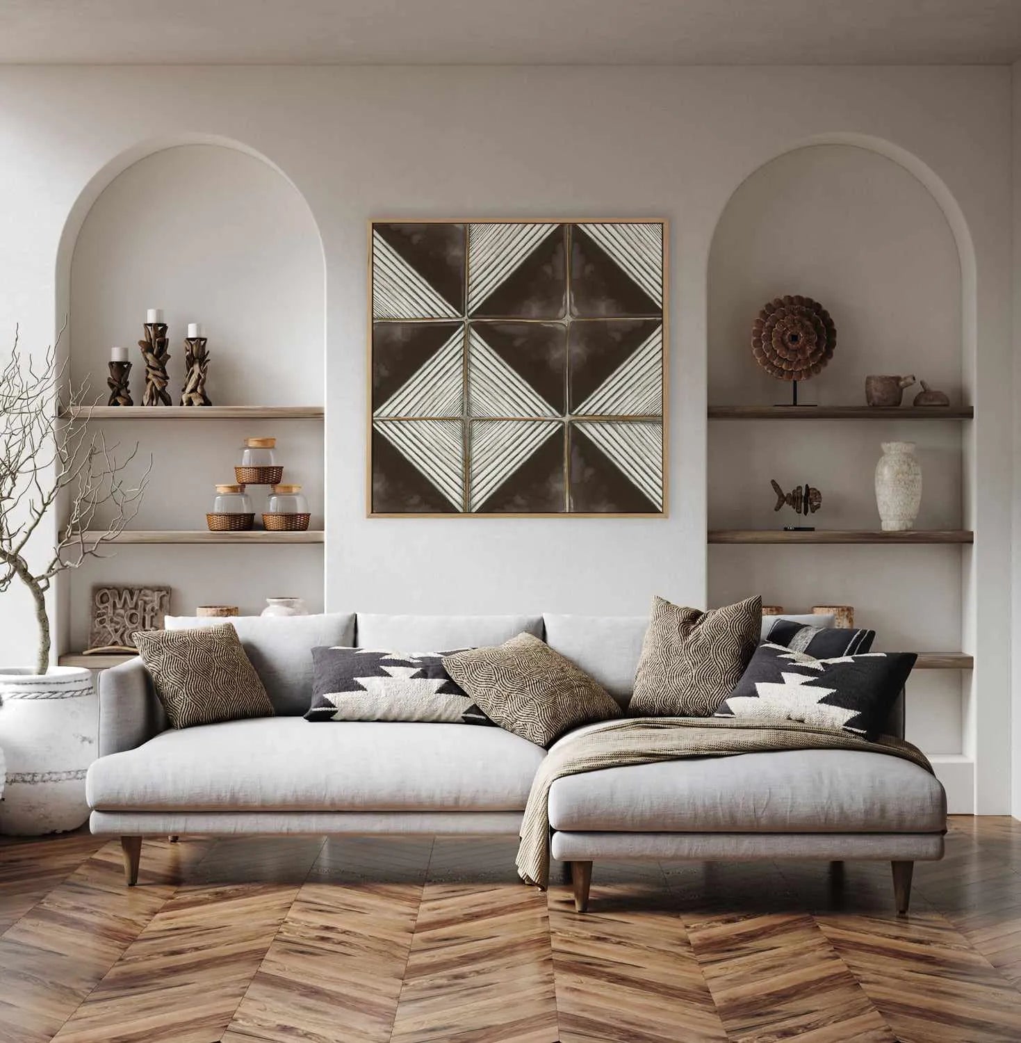 Square Tiles I | Framed Canvas Art Print from Olive et Oriel where you can shop wallpaper and artworks online