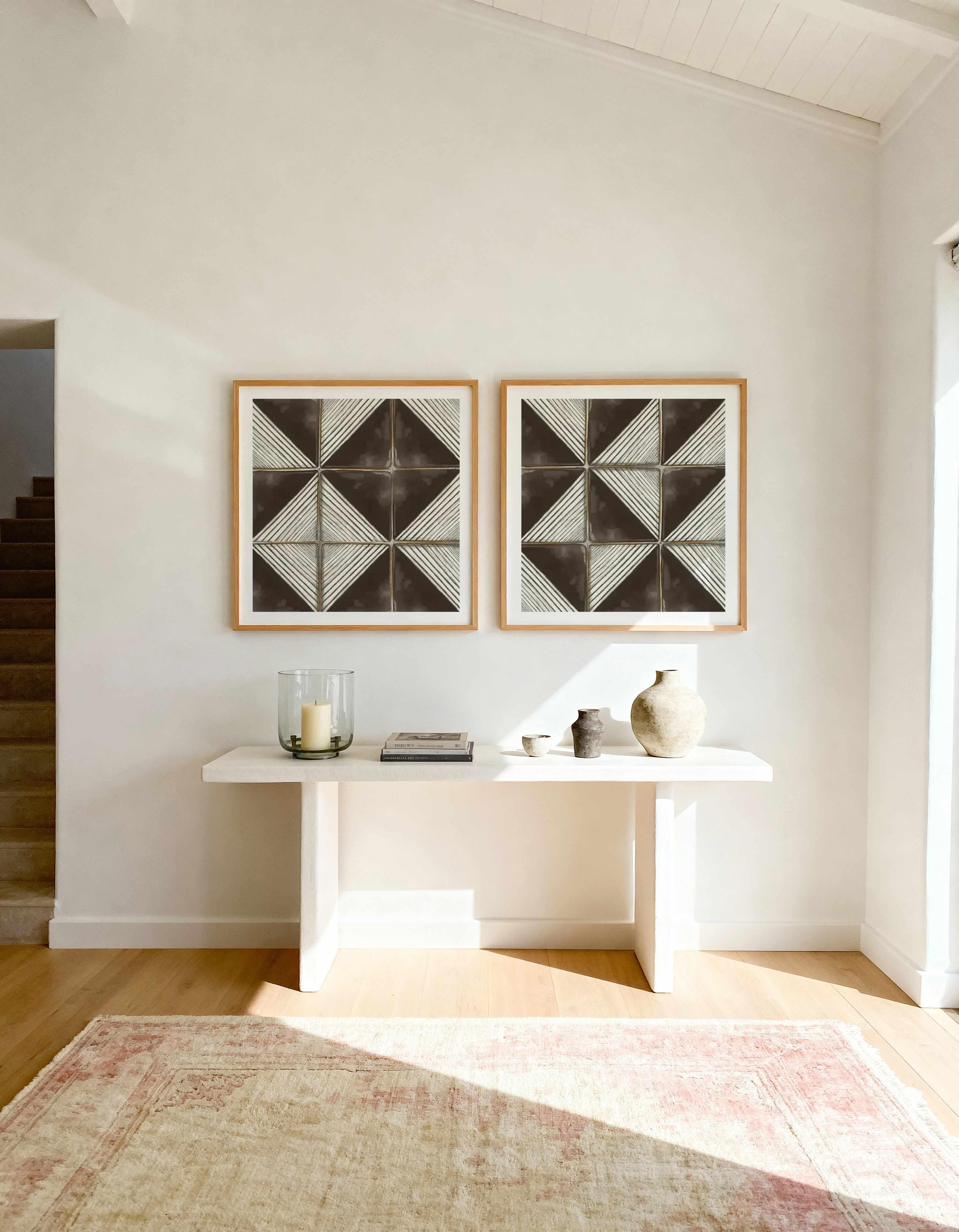 Square Tiles I & II Art Print Set of 2 | Matching Wall Art from Olive et Oriel where you can shop wallpaper and artworks online