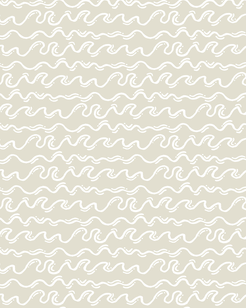 Squiggly Waves in Beige Wallpaper