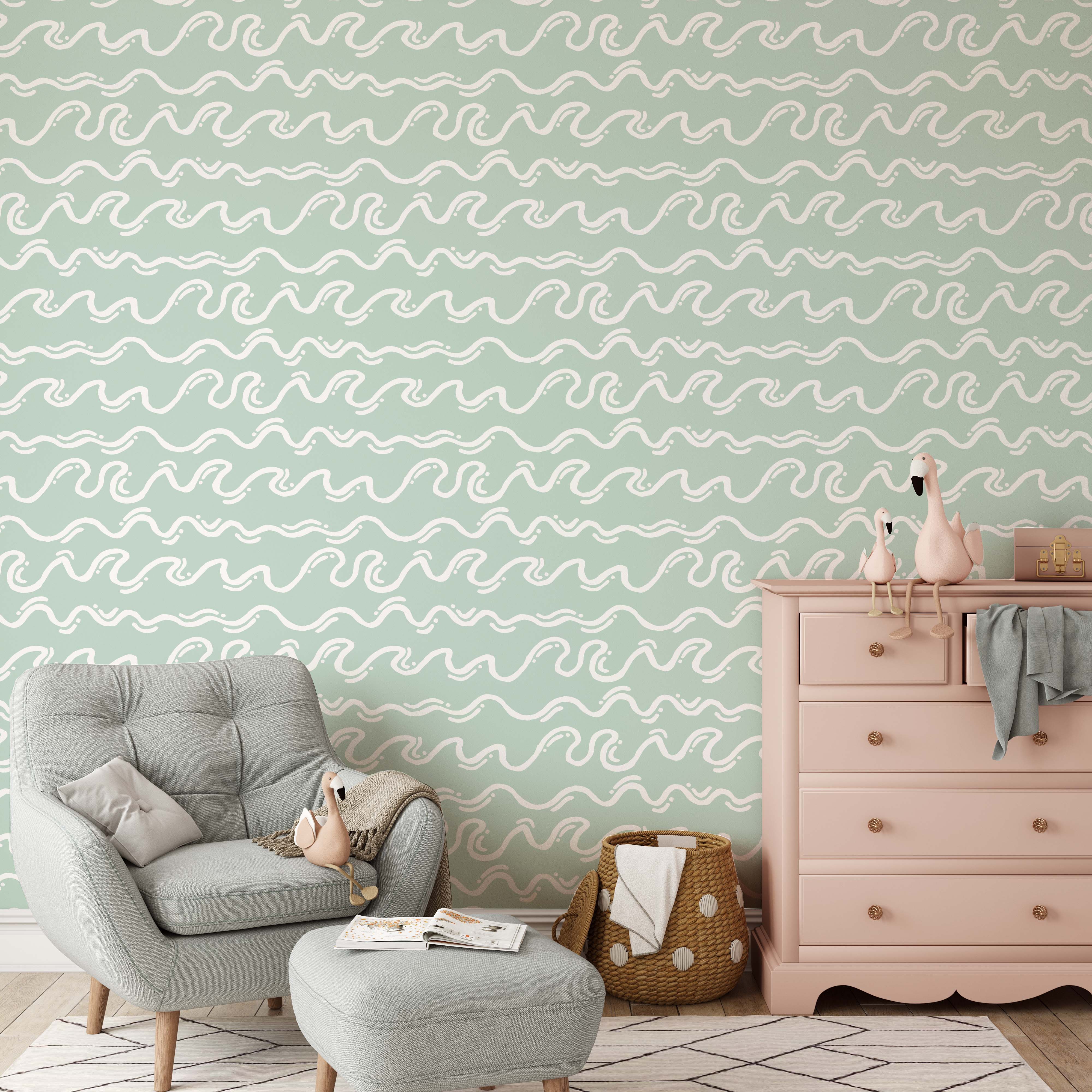 Squiggly Waves in Bondi Wallpaper