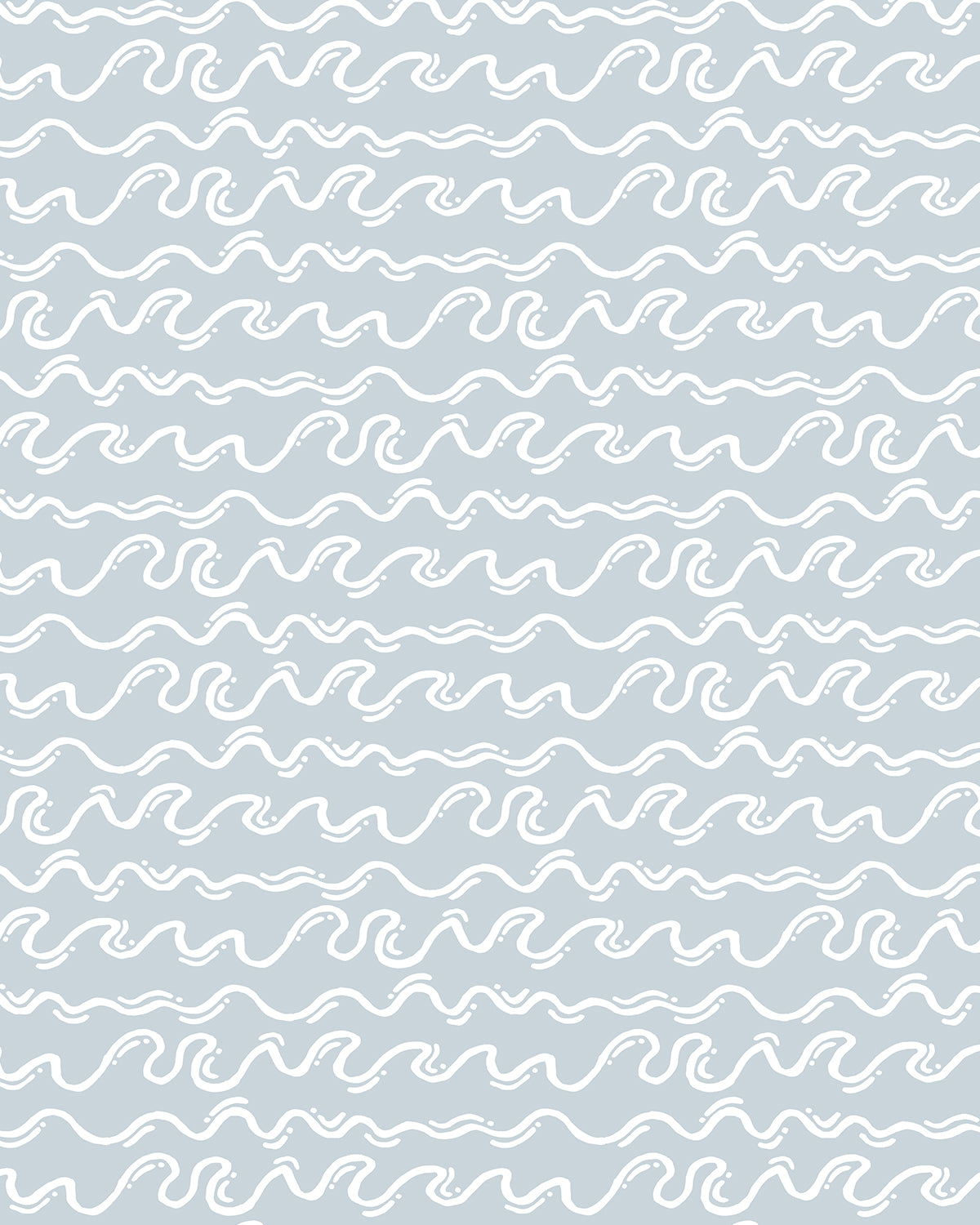 Squiggly Waves in Faded Blue Wallpaper