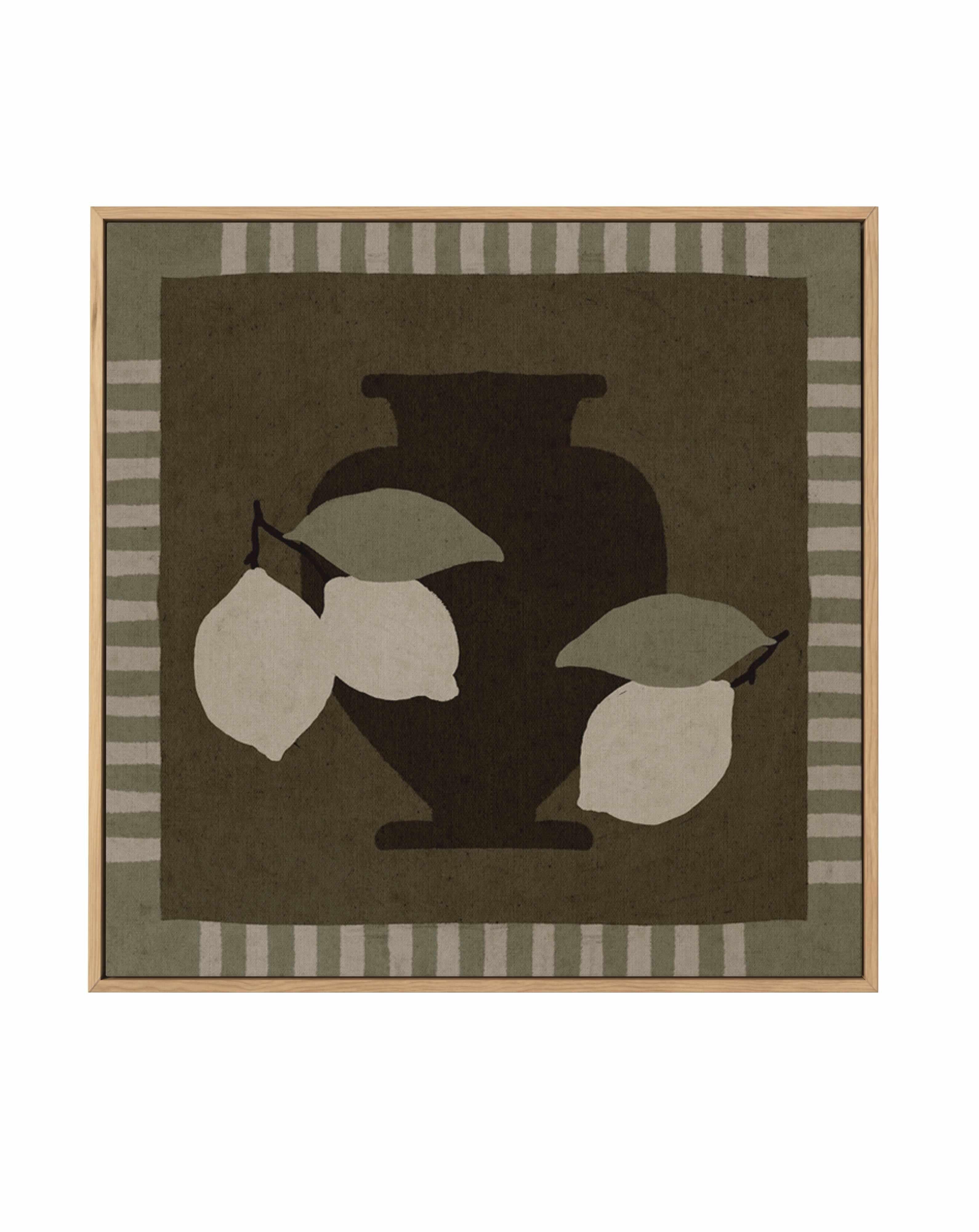 Still Life With Vase And Lemons I by Shatha Al Dafai | Framed Canvas Art Print from Olive et Oriel where you can shop wallpaper and artworks online