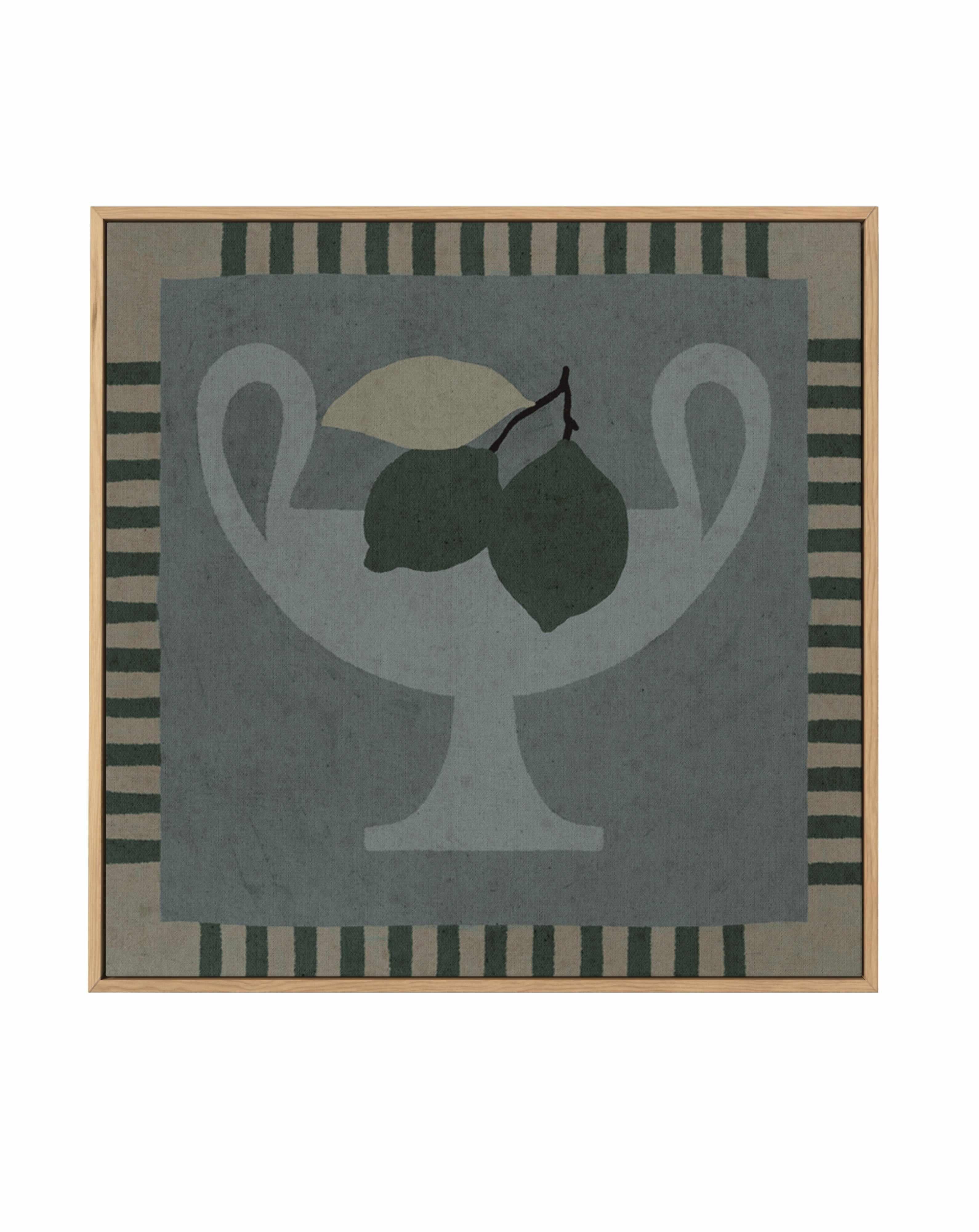 Still Life With Vase And Lemons II by Shatha Al Dafai | Framed Canvas Art Print from Olive et Oriel where you can shop wallpaper and artworks online