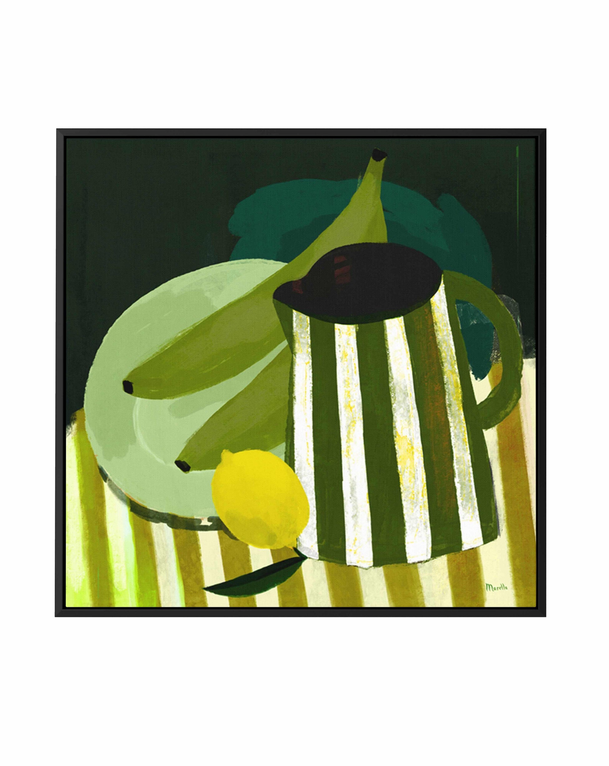 Still Life with Lemons and Platanos by Marco Marella | Framed Canvas Art Print from Olive et Oriel where you can shop wallpaper and artworks online