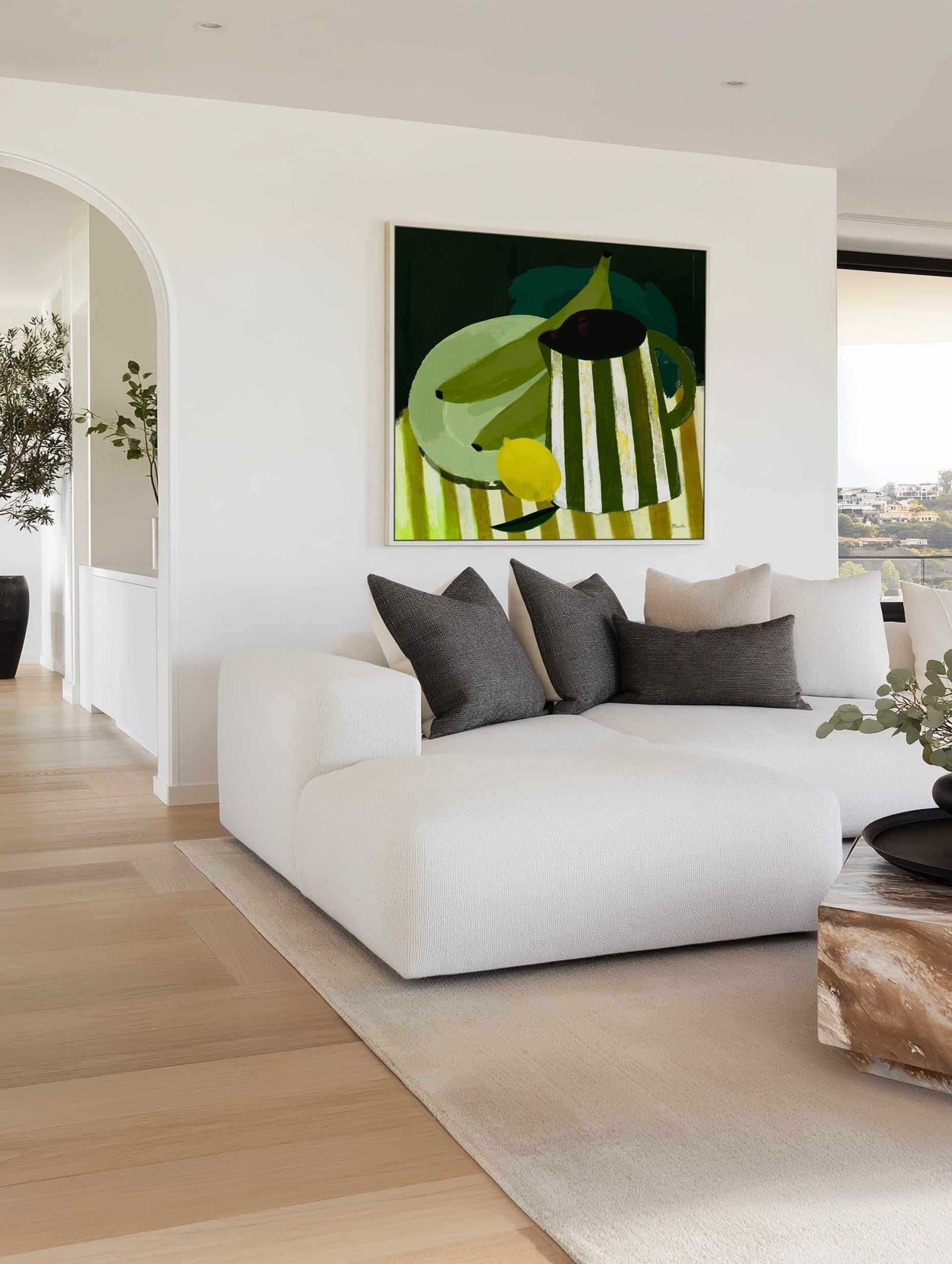 Still Life with Lemons and Platanos by Marco Marella | Framed Canvas Art Print from Olive et Oriel where you can shop wallpaper and artworks online