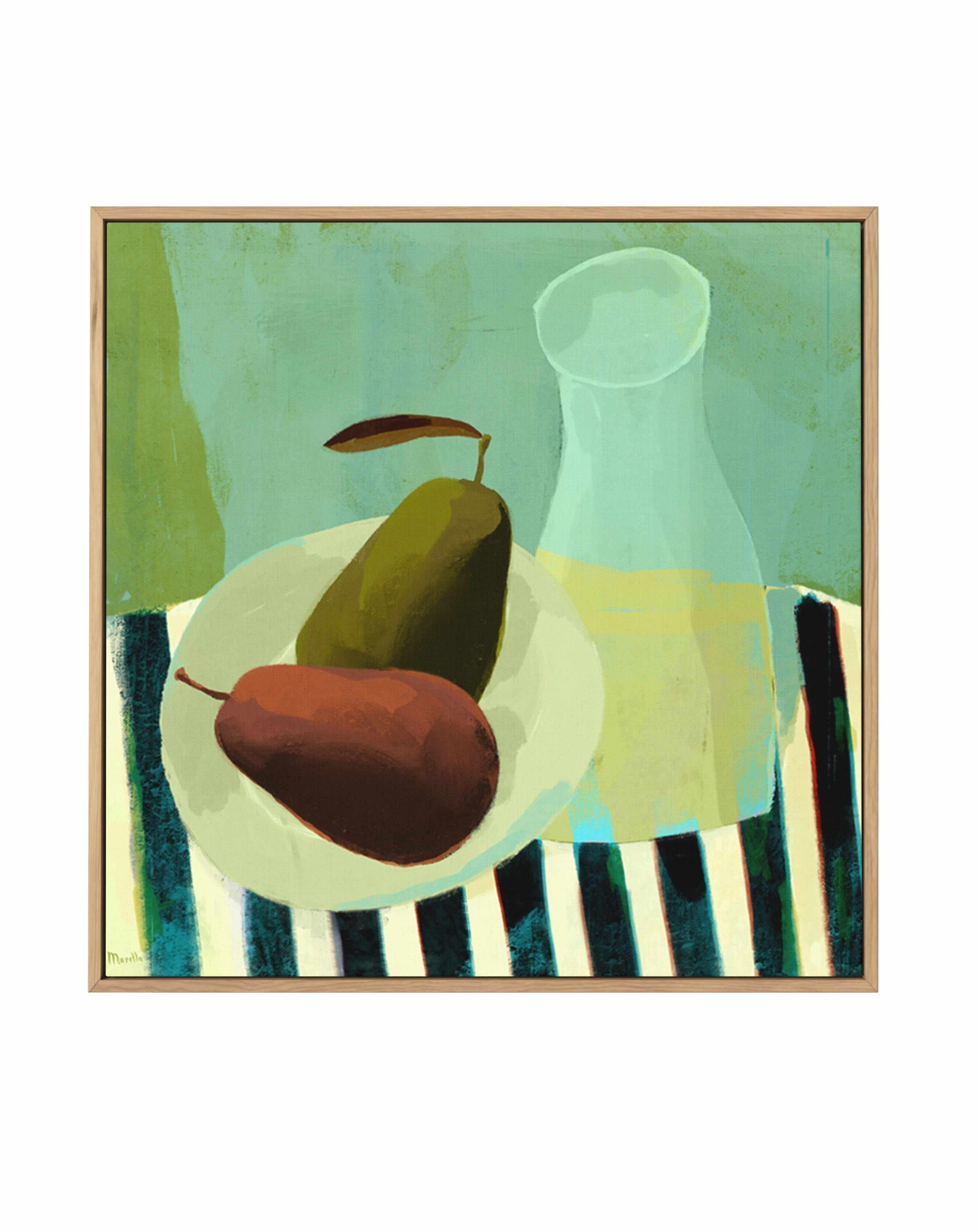 Still Life with Pears and White Wine by Marco Marella | Framed Canvas Art Print from Olive et Oriel where you can shop wallpaper and artworks online