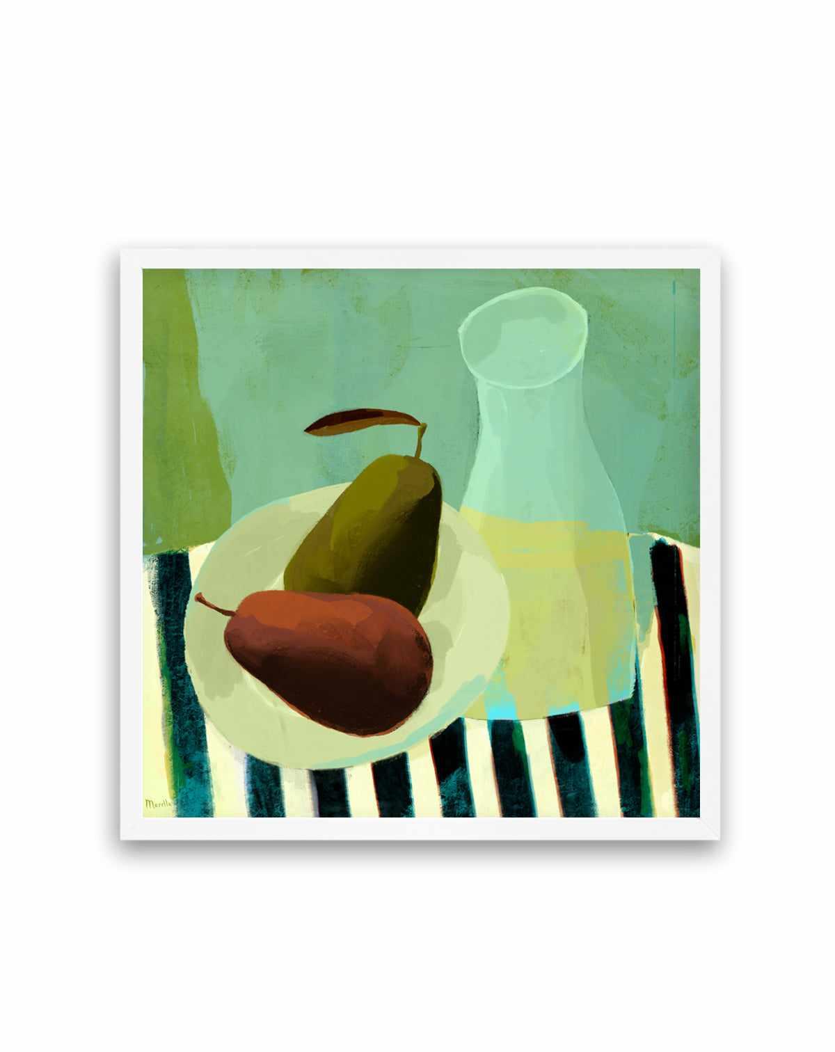 Still Life with Pears and White Wine by Marco Marella | Art Print from Olive et Oriel where you can shop wallpaper and artworks online