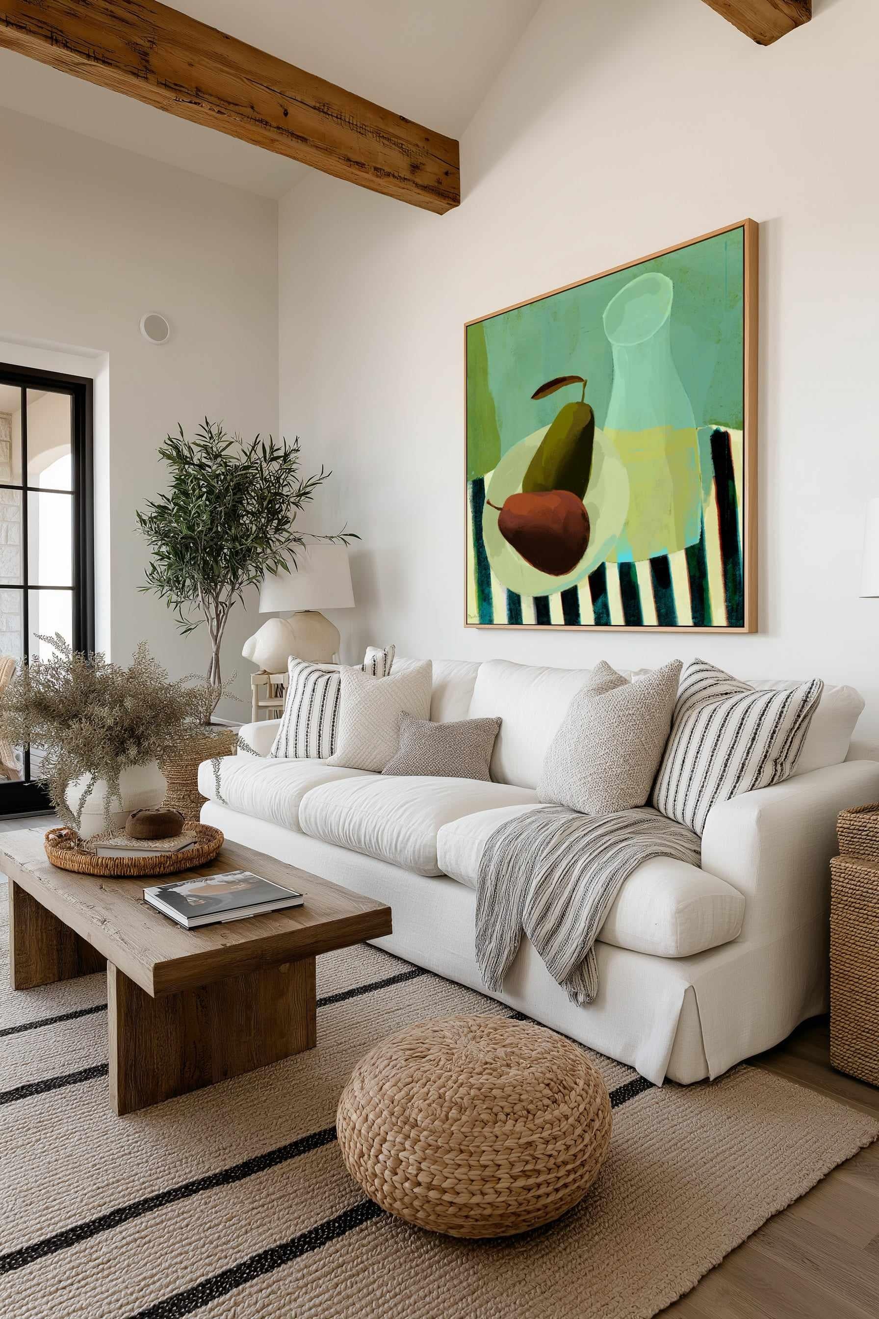 Still Life with Pears and White Wine by Marco Marella | Framed Canvas Art Print from Olive et Oriel where you can shop wallpaper and artworks online