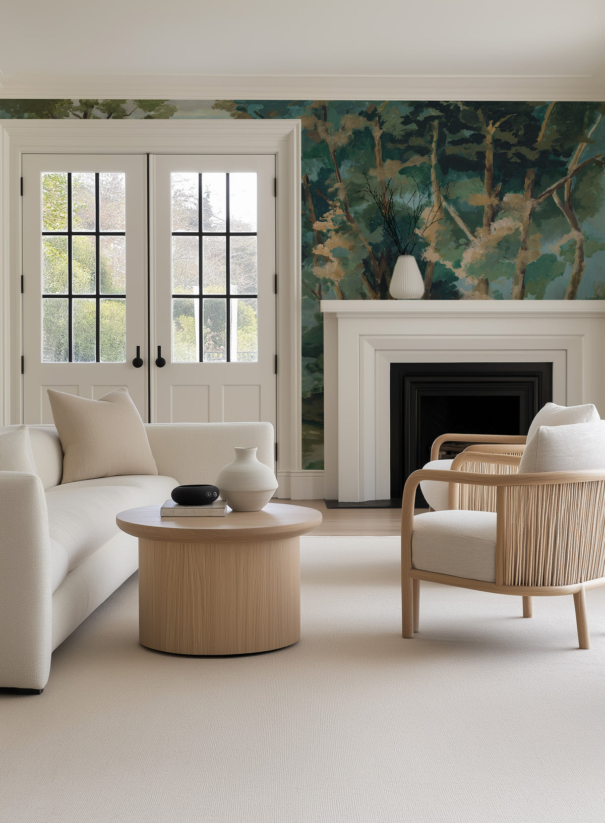 Mosswood Forest Panoramic Painted Mural Wallpaper from Olive et Oriel where you can shop wallpaper and artworks online